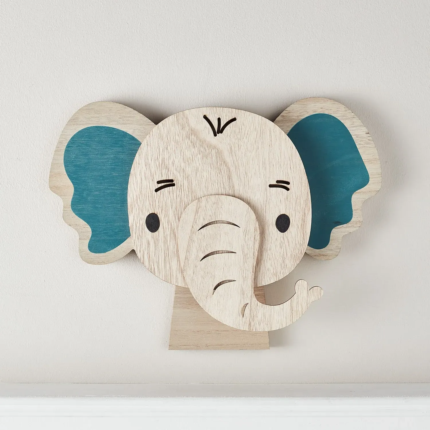 Elephant Wall Light with Timer - Warm White, Wood