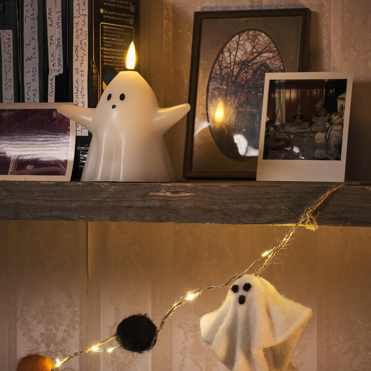 Ghost LED Halloween Garland - Warm White, Felt
