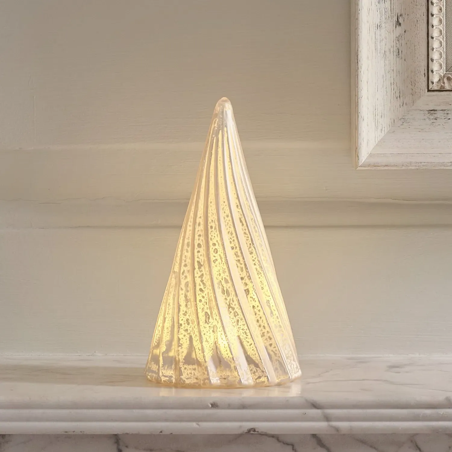Glass Christmas Tree LED Decoration - Silver