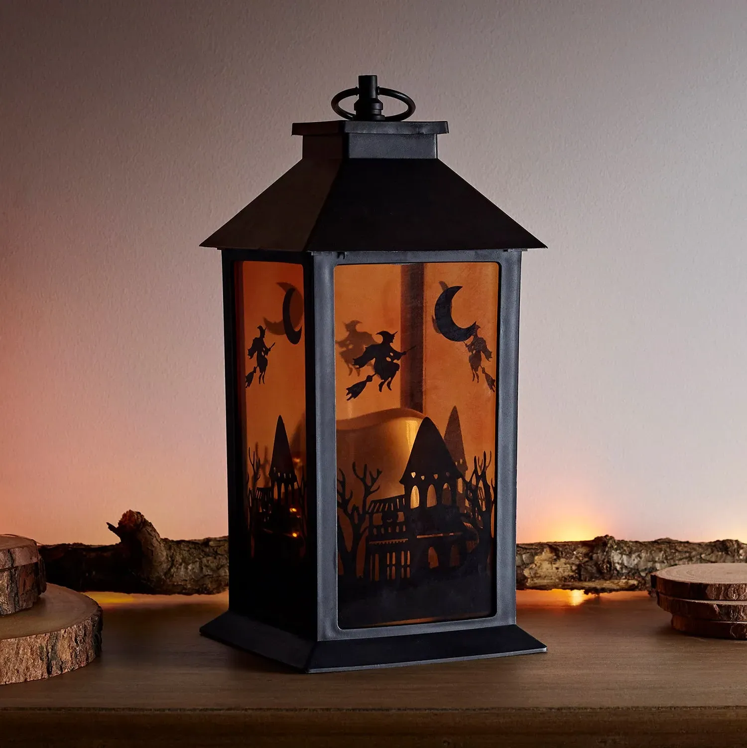Haunted House Outdoor Lantern - Orange, LED