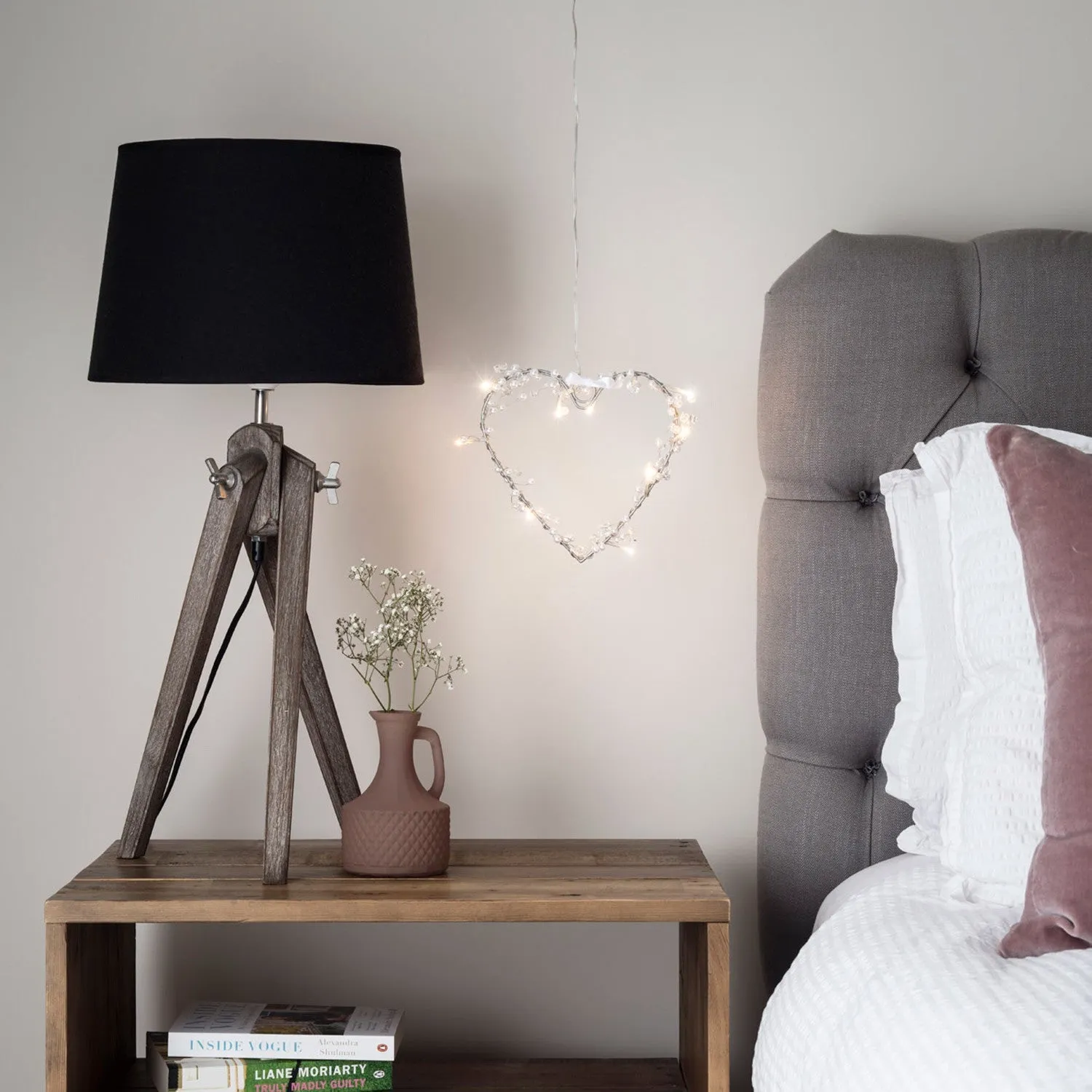 Heart Fairy Light Wreath - Warm White, Glass