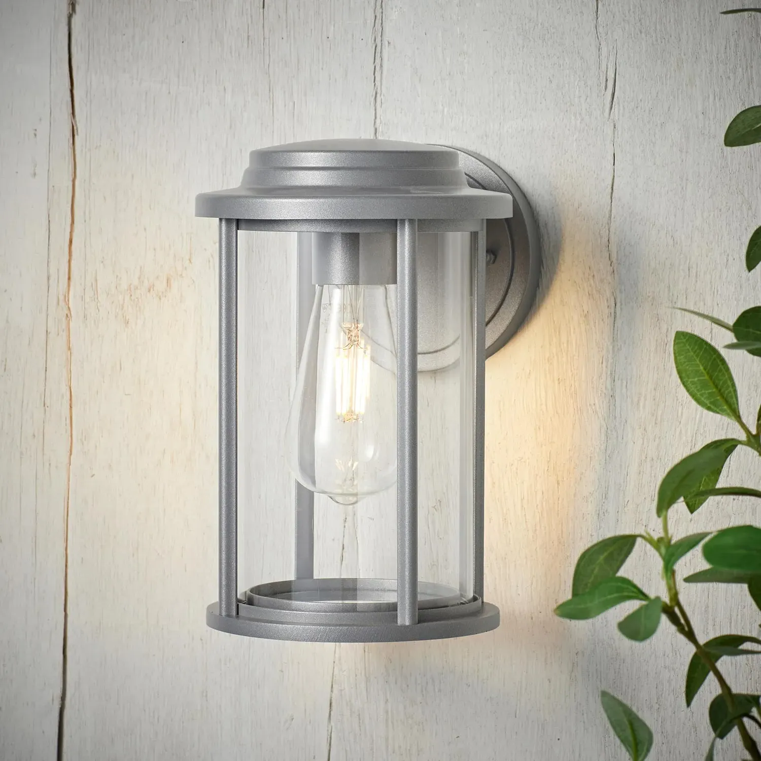 Lantern Outdoor Wall Light - Grey, Aluminium