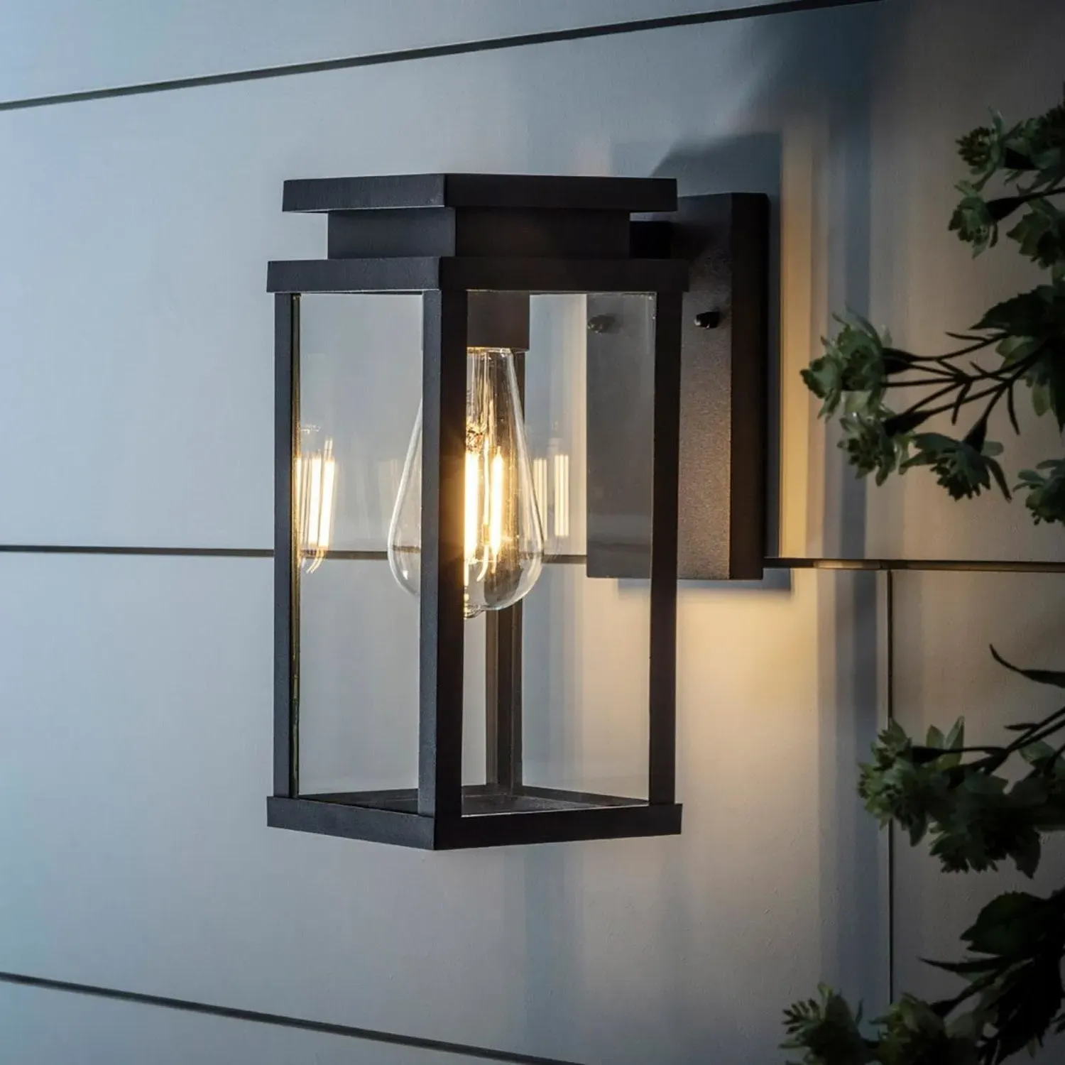 Lantern Wall Light - Black, Metal image