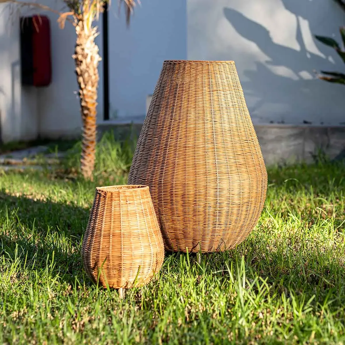Large Decorative Lamp Cordless - Natural Fiber