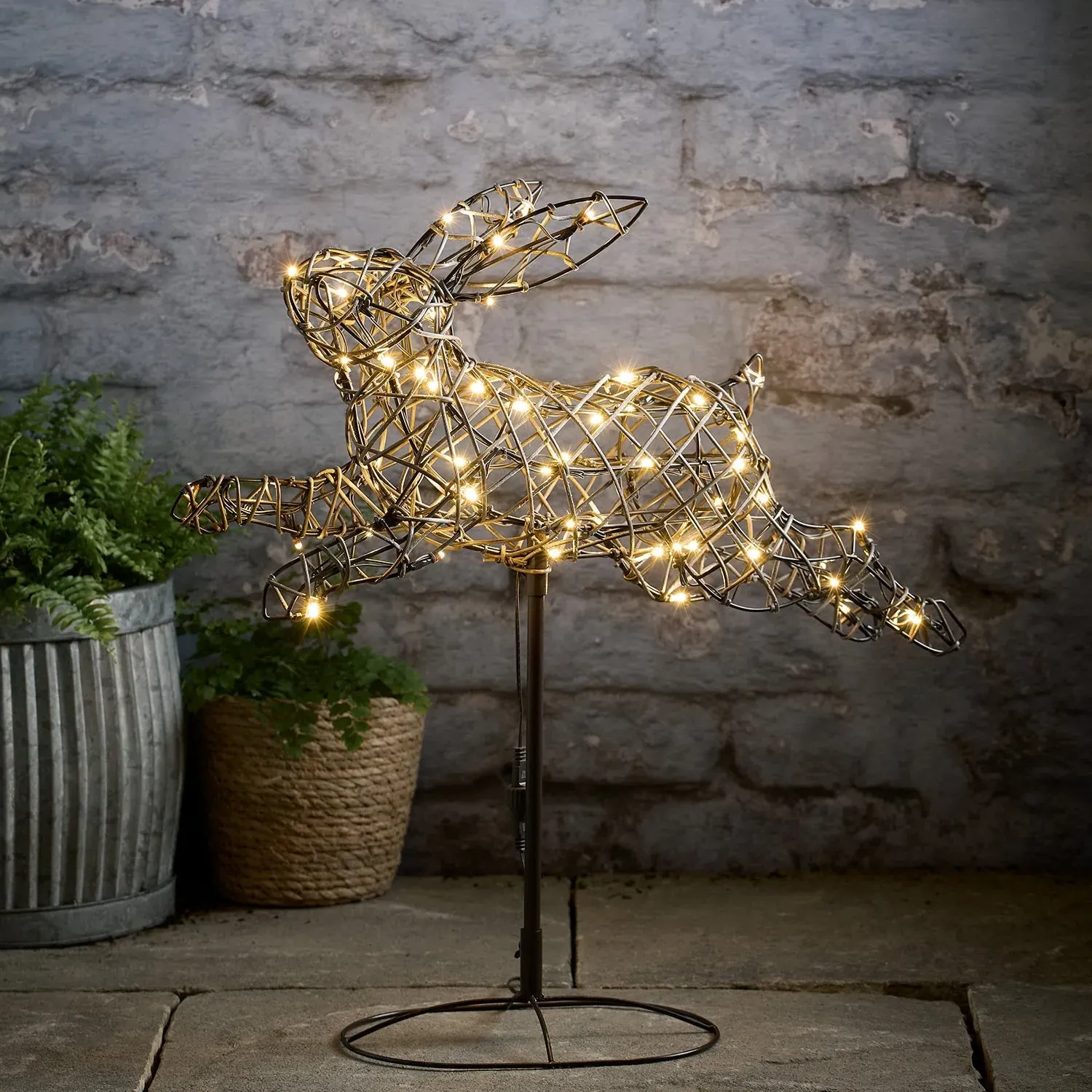 Leaping Bunny Light - Warm White, Rattan image