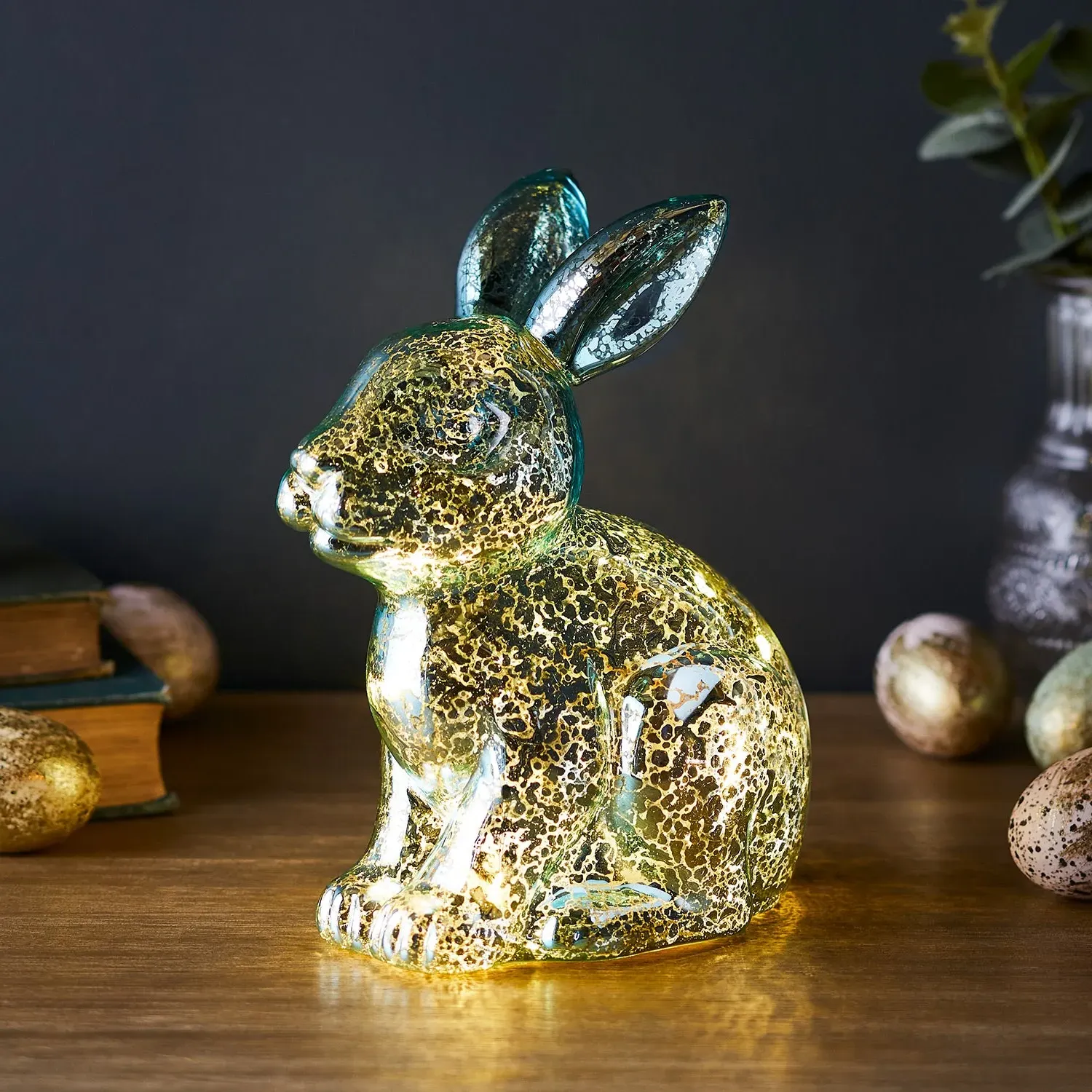 LED Bunny Decoration - Blue, Glass
