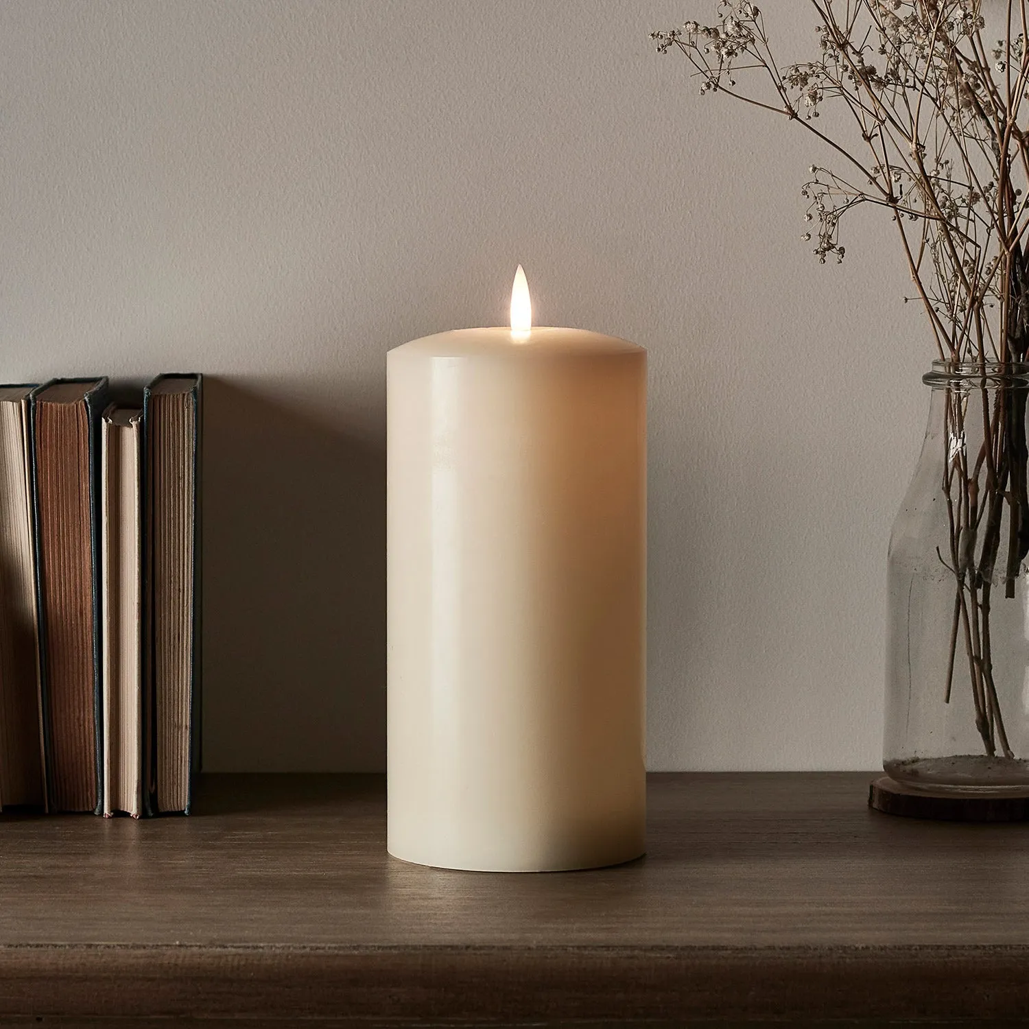 LED Chapel Candle with Timer - Ivory, Real Wax
