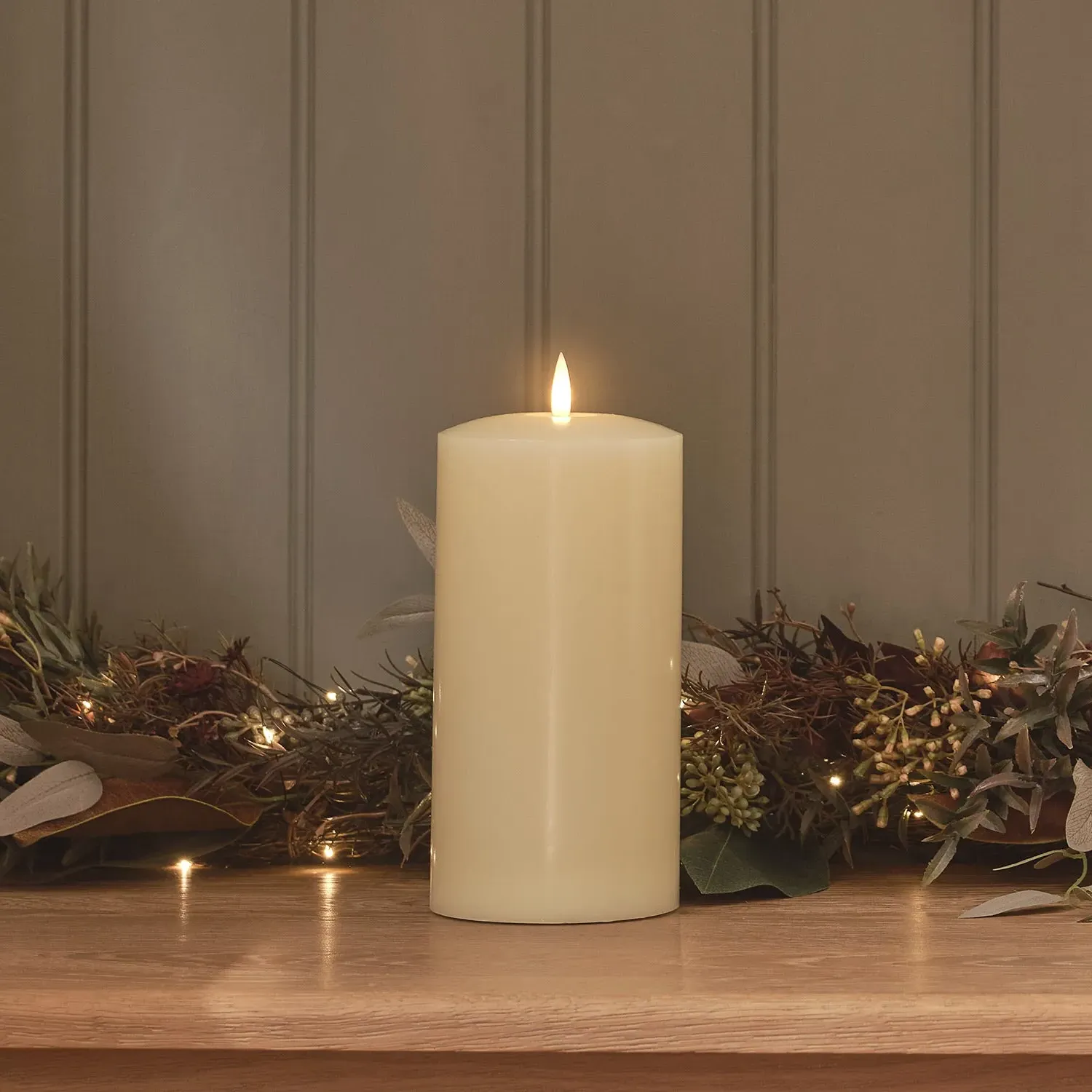 LED Chapel Candle with Timer - Ivory, Real Wax image