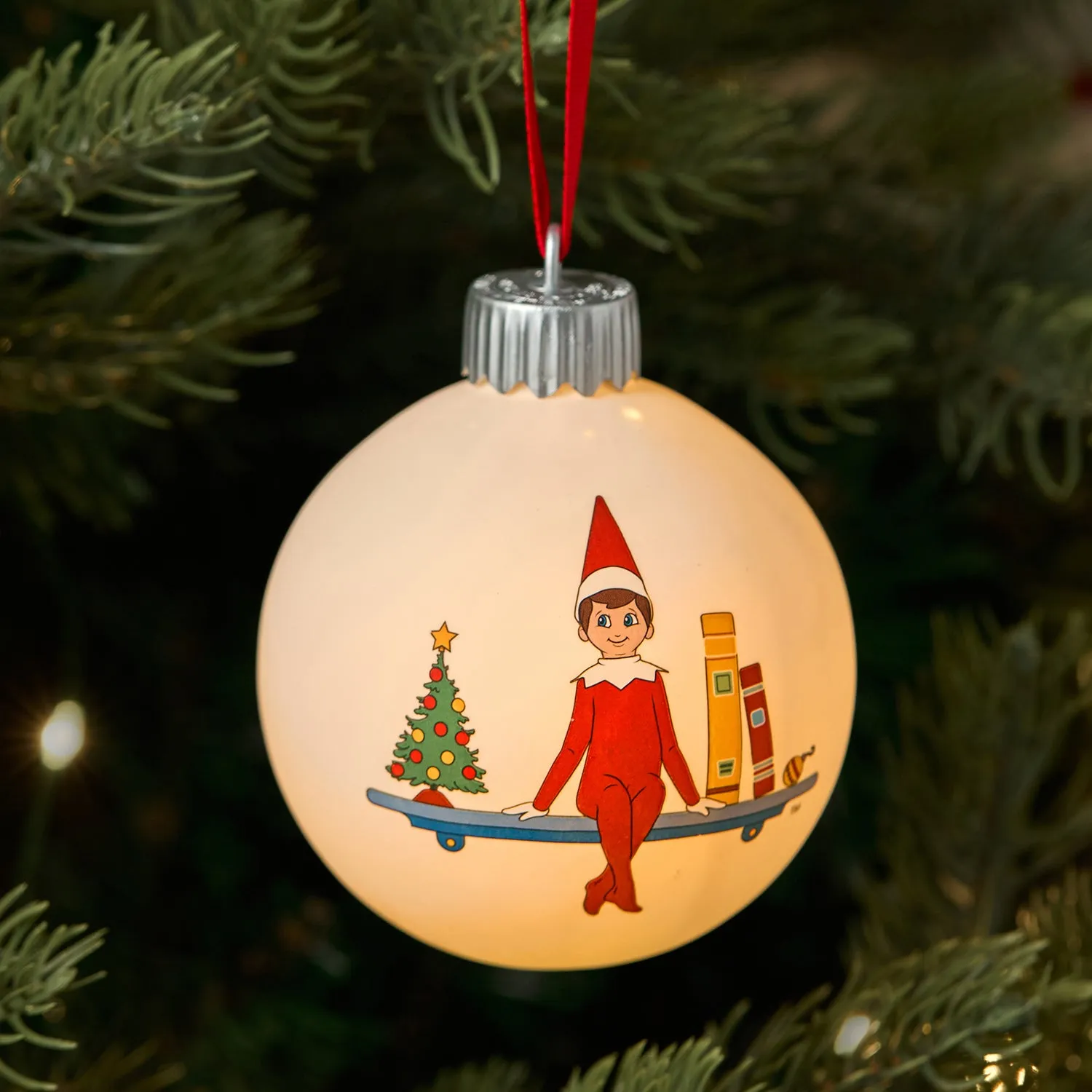 LED Christmas Bauble with Remote - White, Porcelain