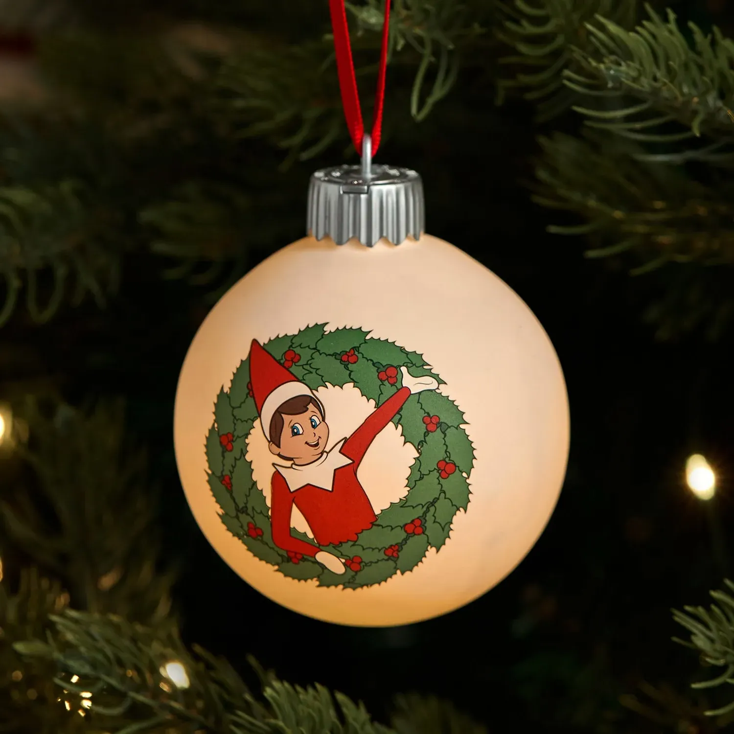 LED Christmas Bauble with Remote - White, Porcelain image