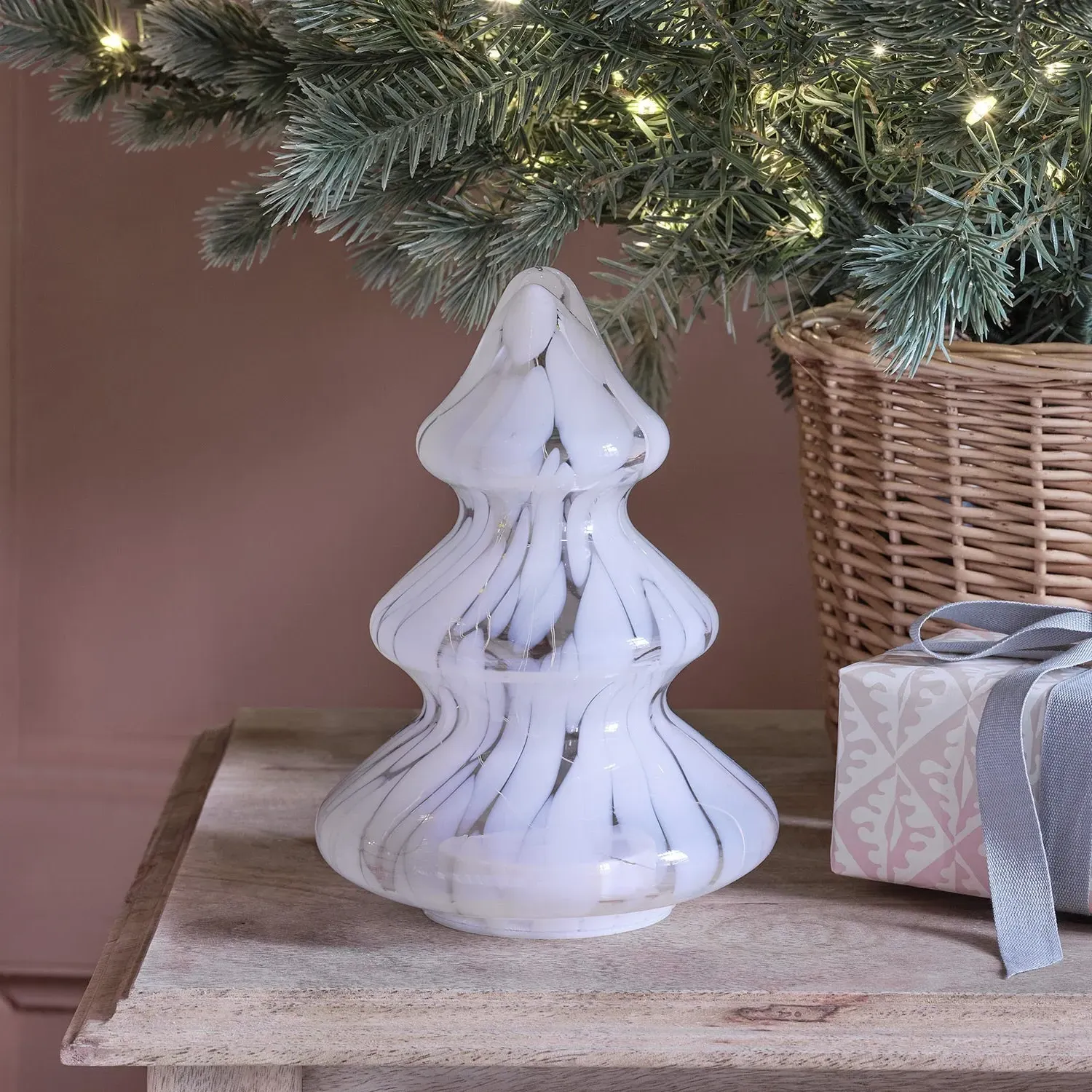 LED Christmas Tree Decoration - White, Glass