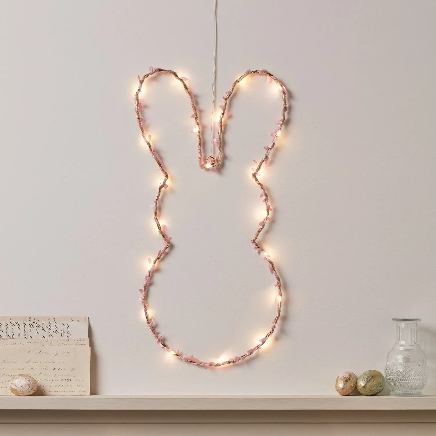 LED Easter Bunny Wreath - Pink, Metal Frame image