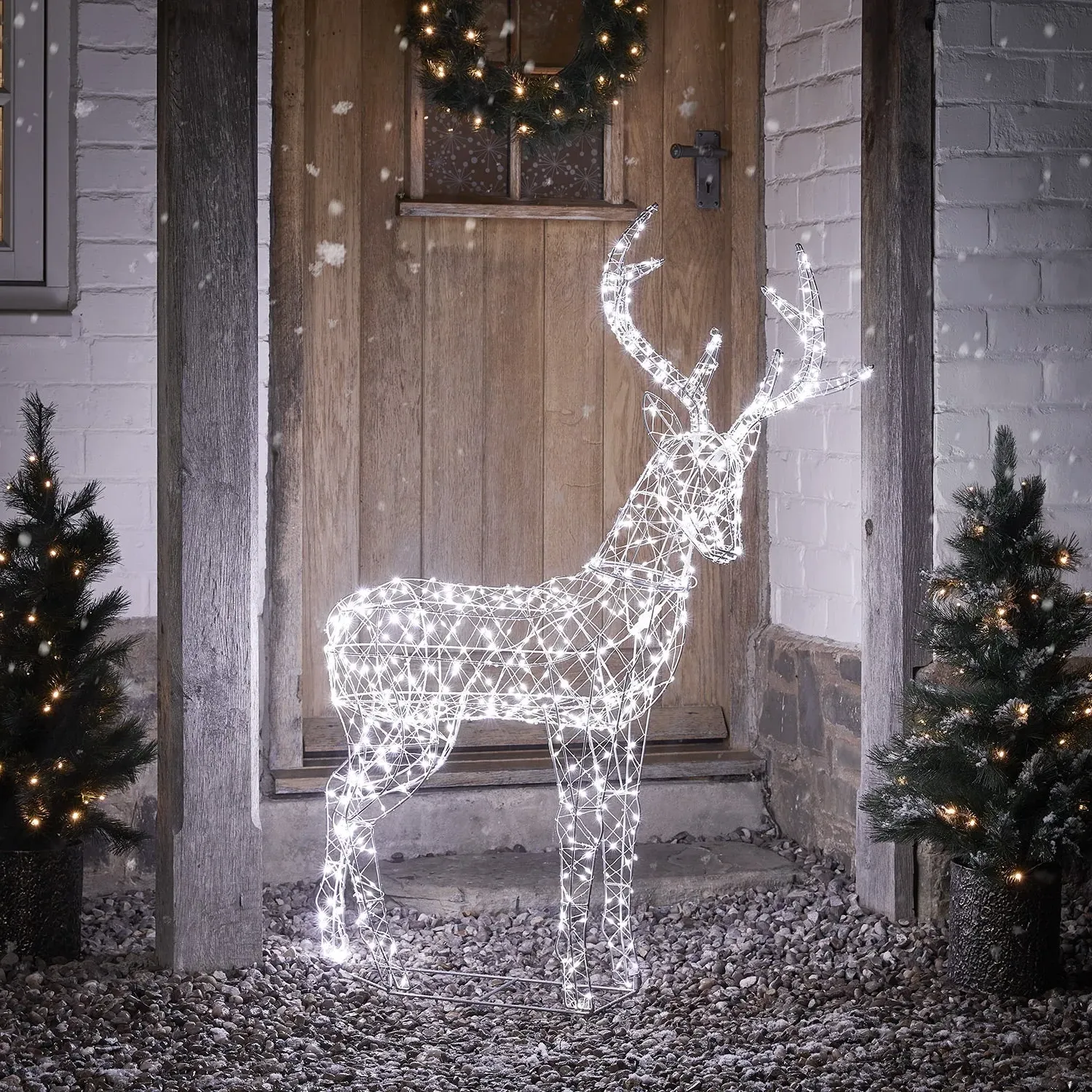 LED Light Up Reindeer Decoration - Silver, Metal
