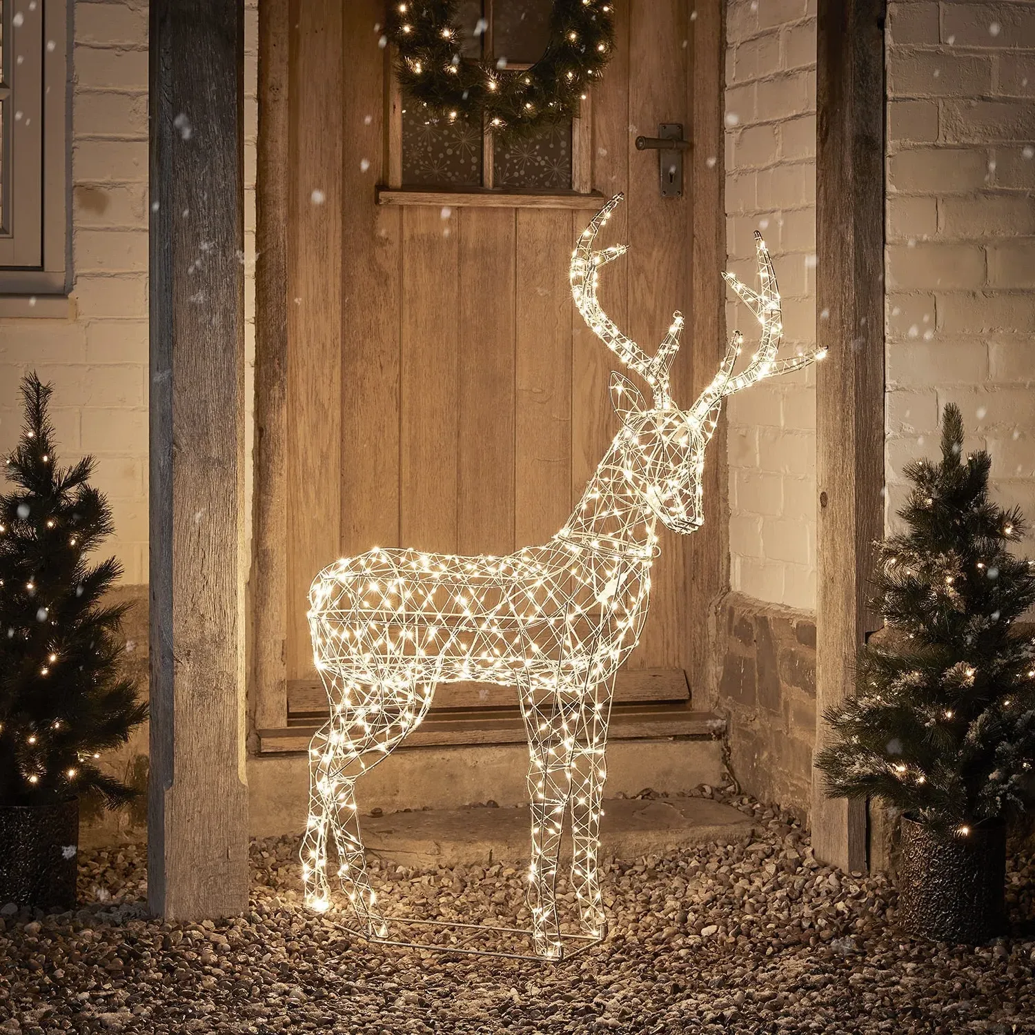 LED Light Up Reindeer Decoration - Silver, Metal image