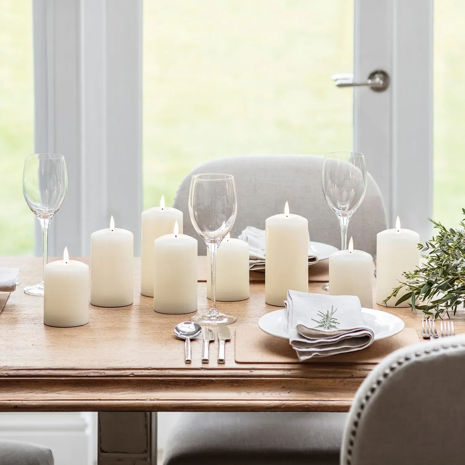 LED Pillar Candle Bundle - Ivory, Real Wax