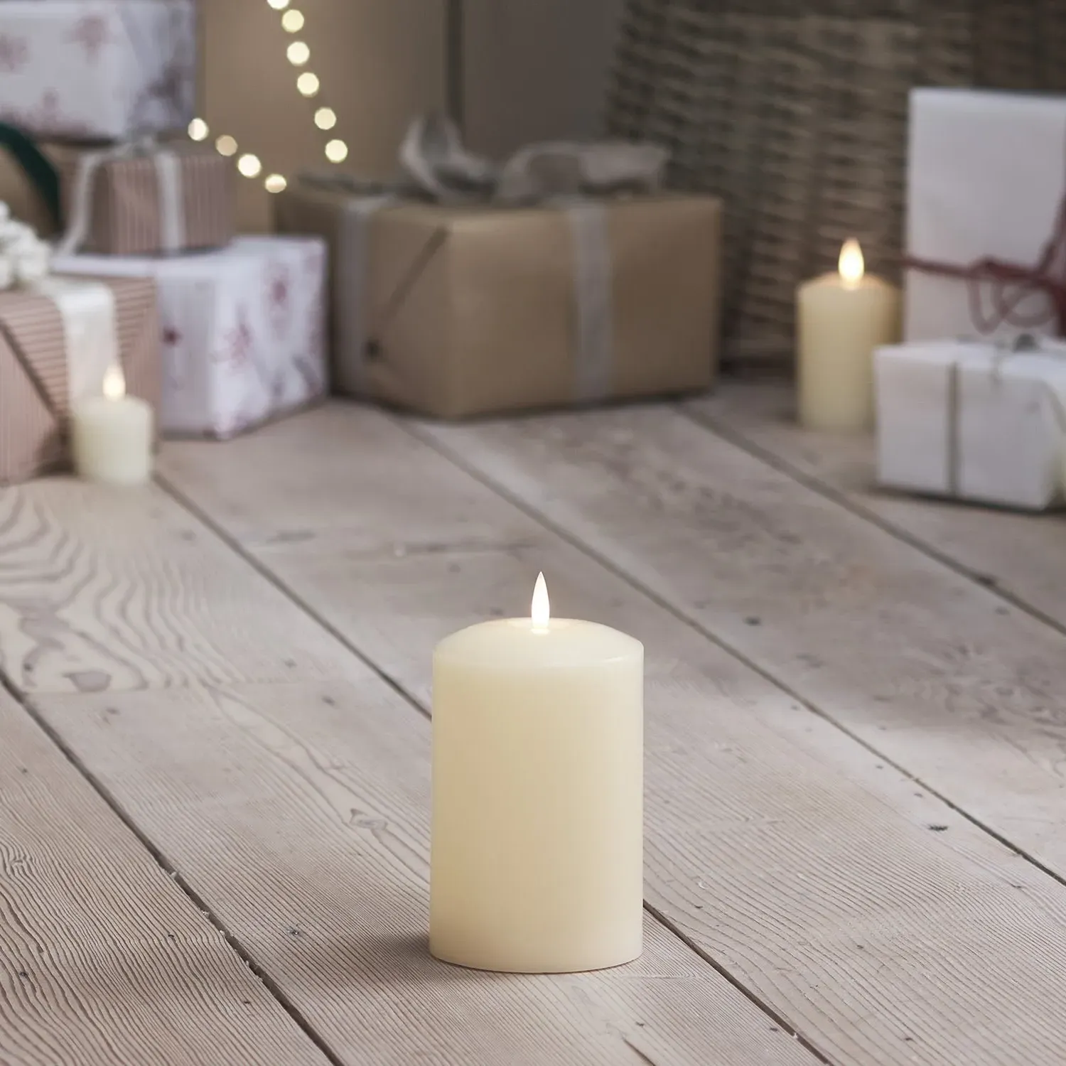 LED Pillar Candle Rechargeable - Ivory, Wax image