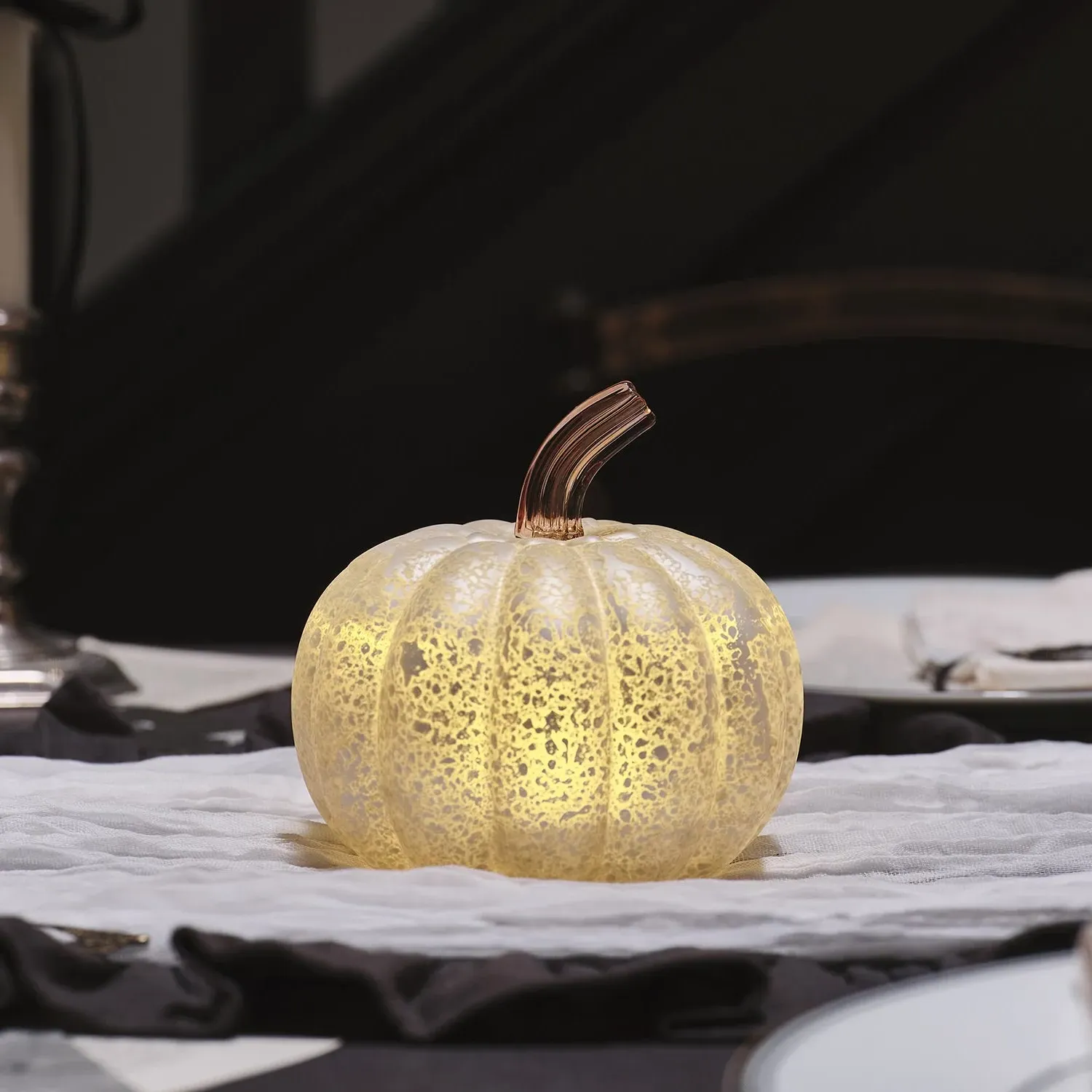 LED Pumpkin Decoration - Antique White, Glass image