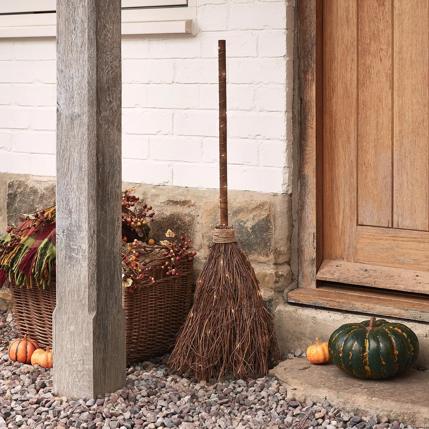 Light-Up Witch's Broom Decoration - Warm White image