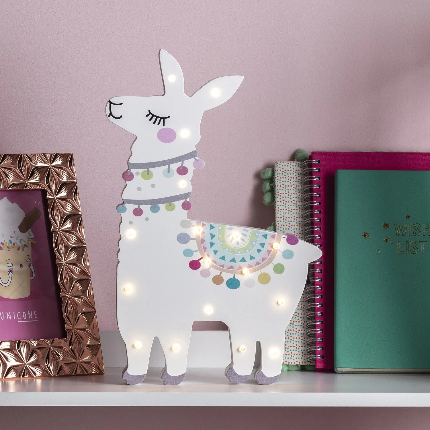 Llama Wall Light with Timer - Warm White, Wood
