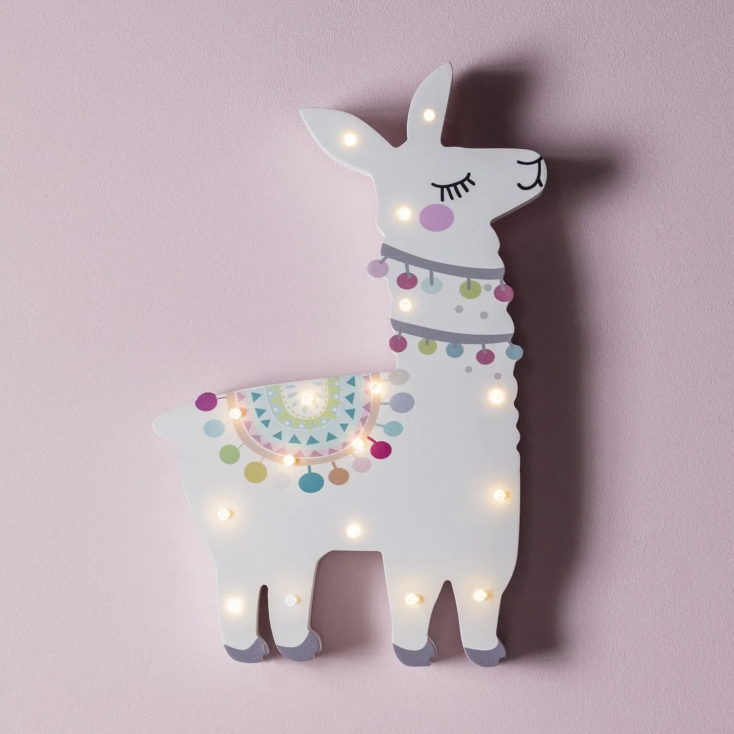 Llama Wall Light with Timer - Warm White, Wood image