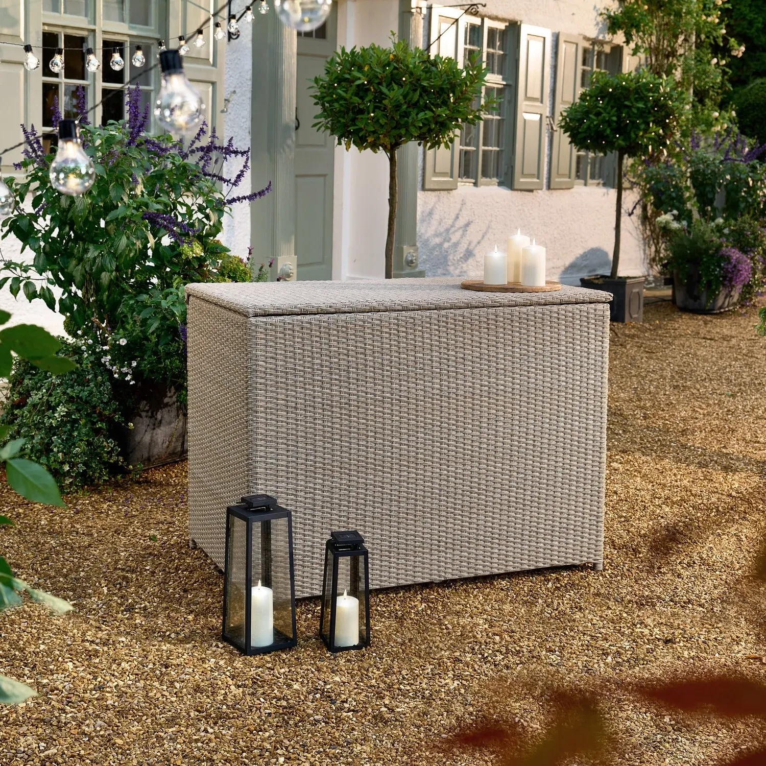 Medium Storage Box with Hinged Lid - Rattan image
