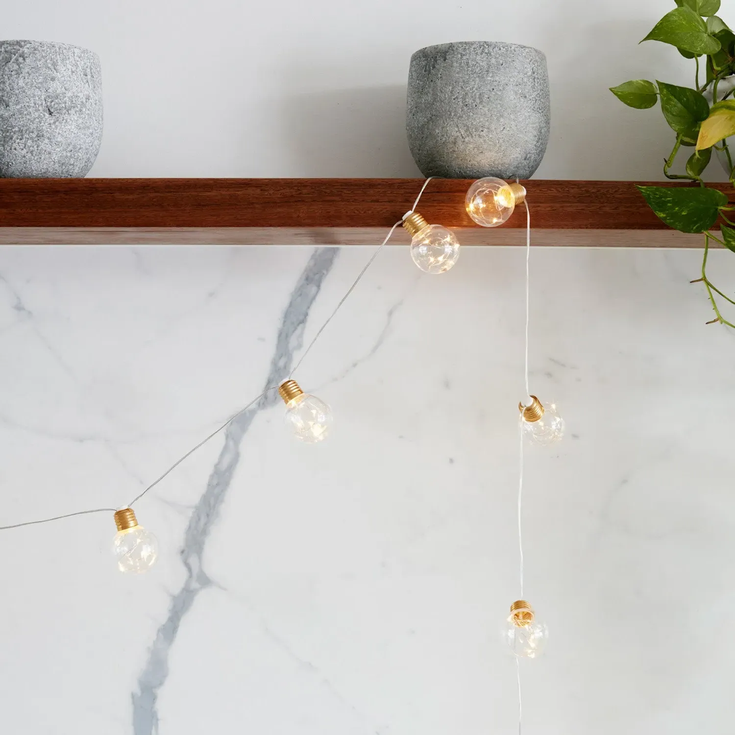 Micro Festoon String Lights - Warm White, Brass