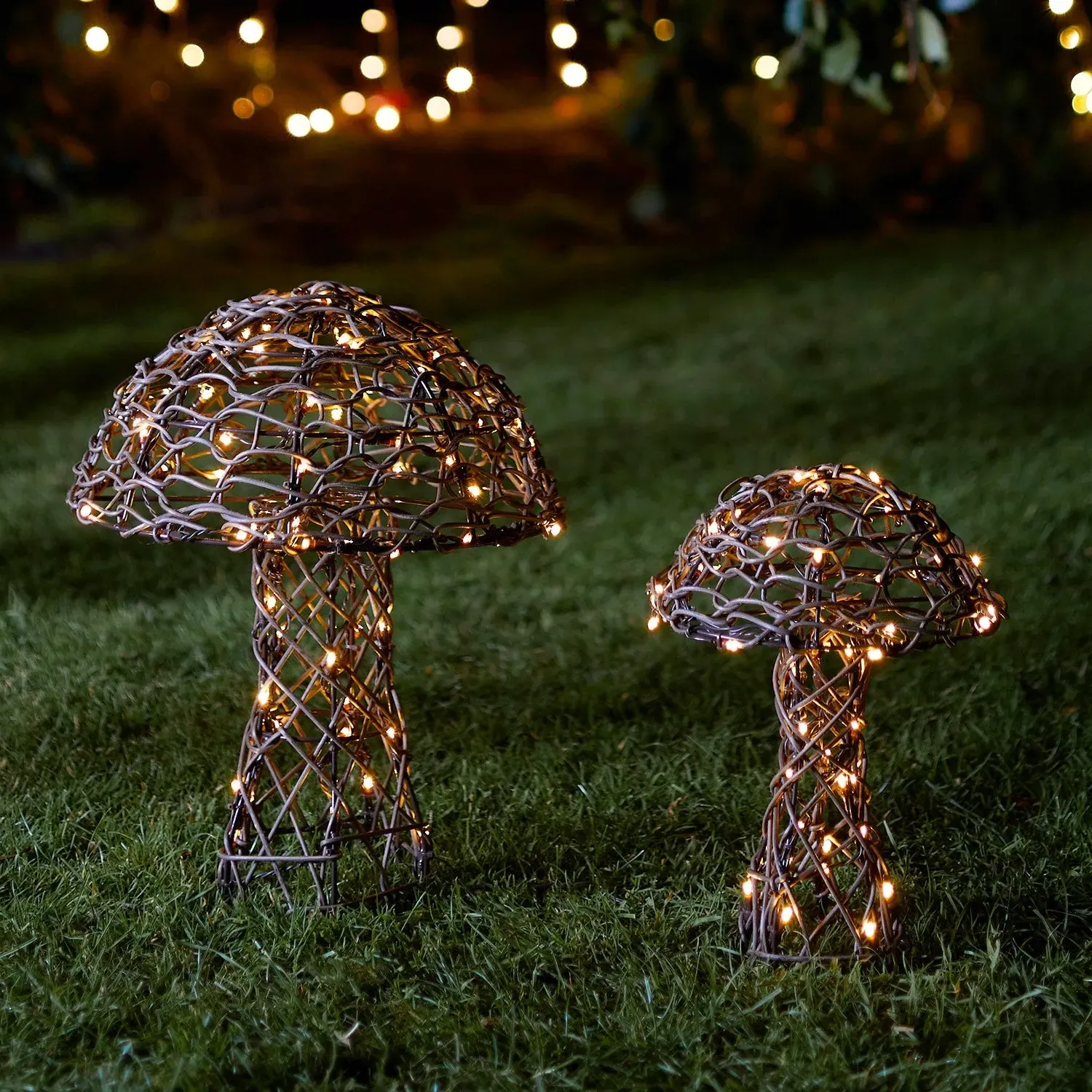 Mushroom Garden Light Duo - Warm White, Rattan