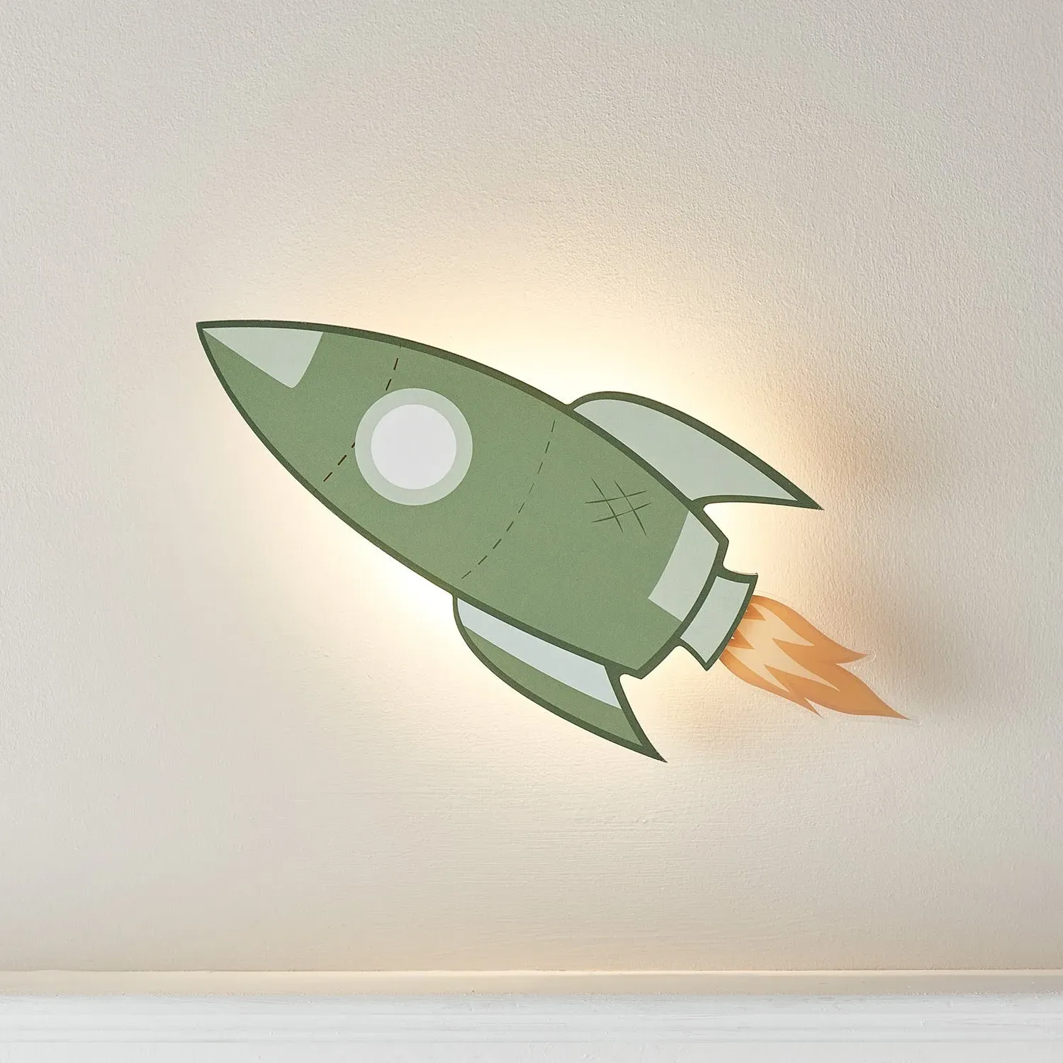 Rocket Wall Light with Timer - Warm White, Wood