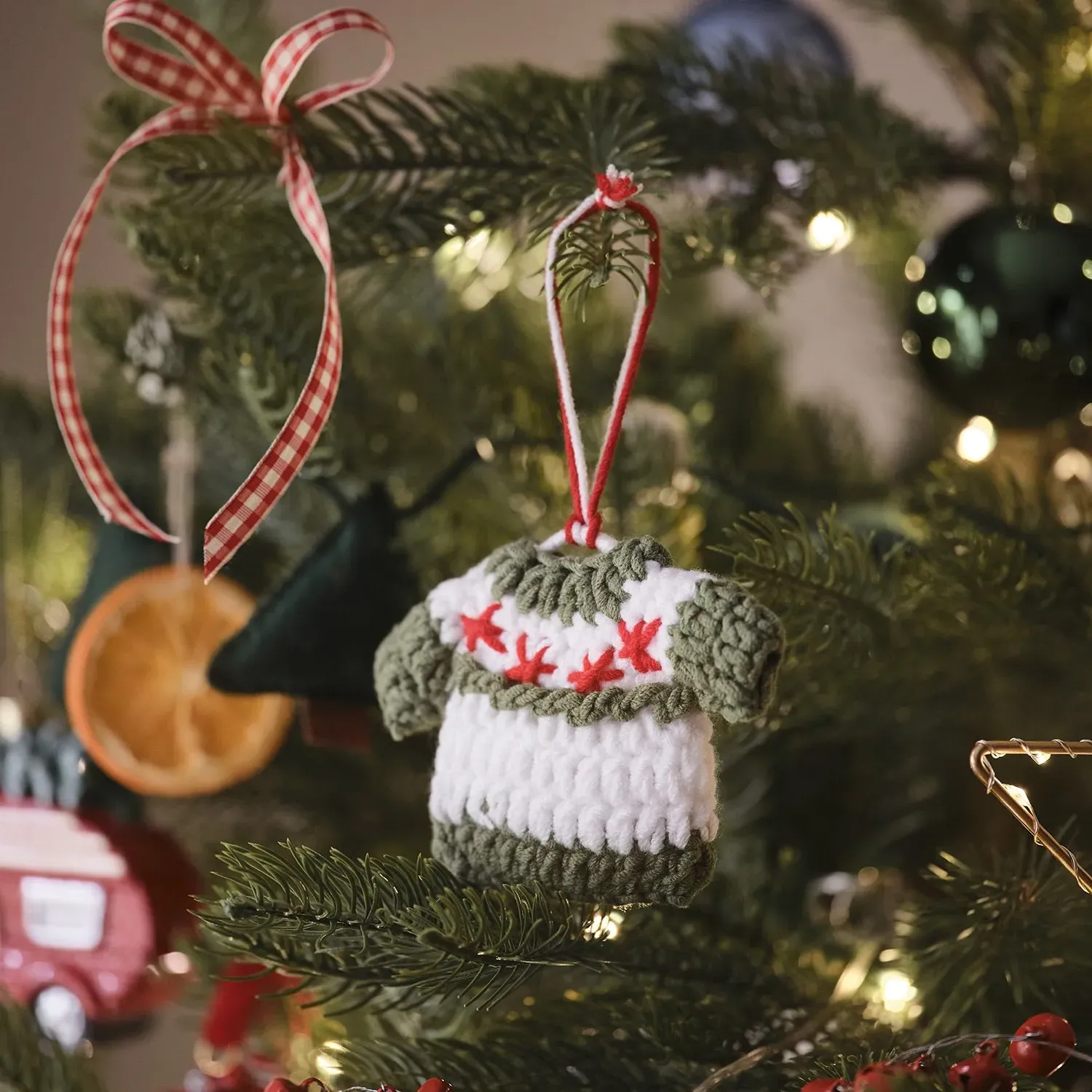Set of 2 Knitted Jumper Christmas Decorations