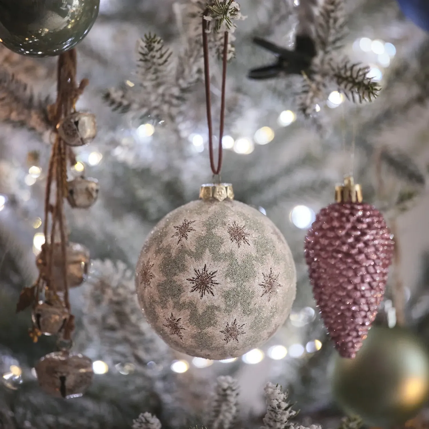 Set of 2 Painted Christmas Baubles - Multi