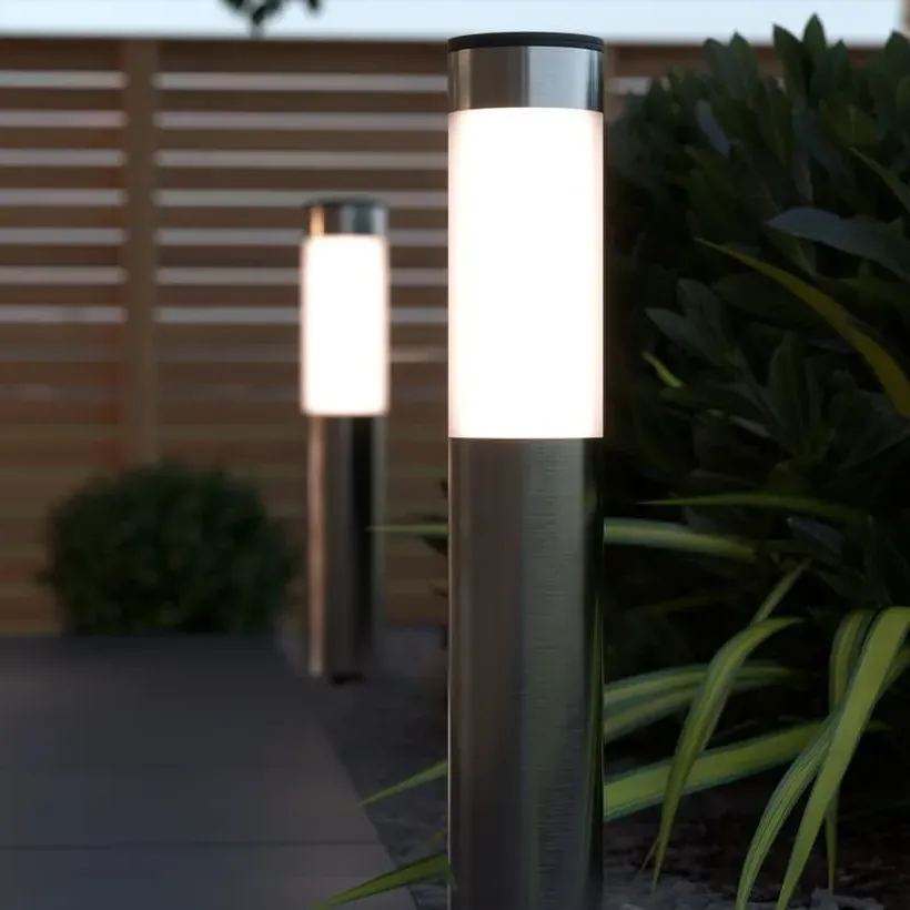 Set of 2 Solar USB Post Lights - Stainless Steel