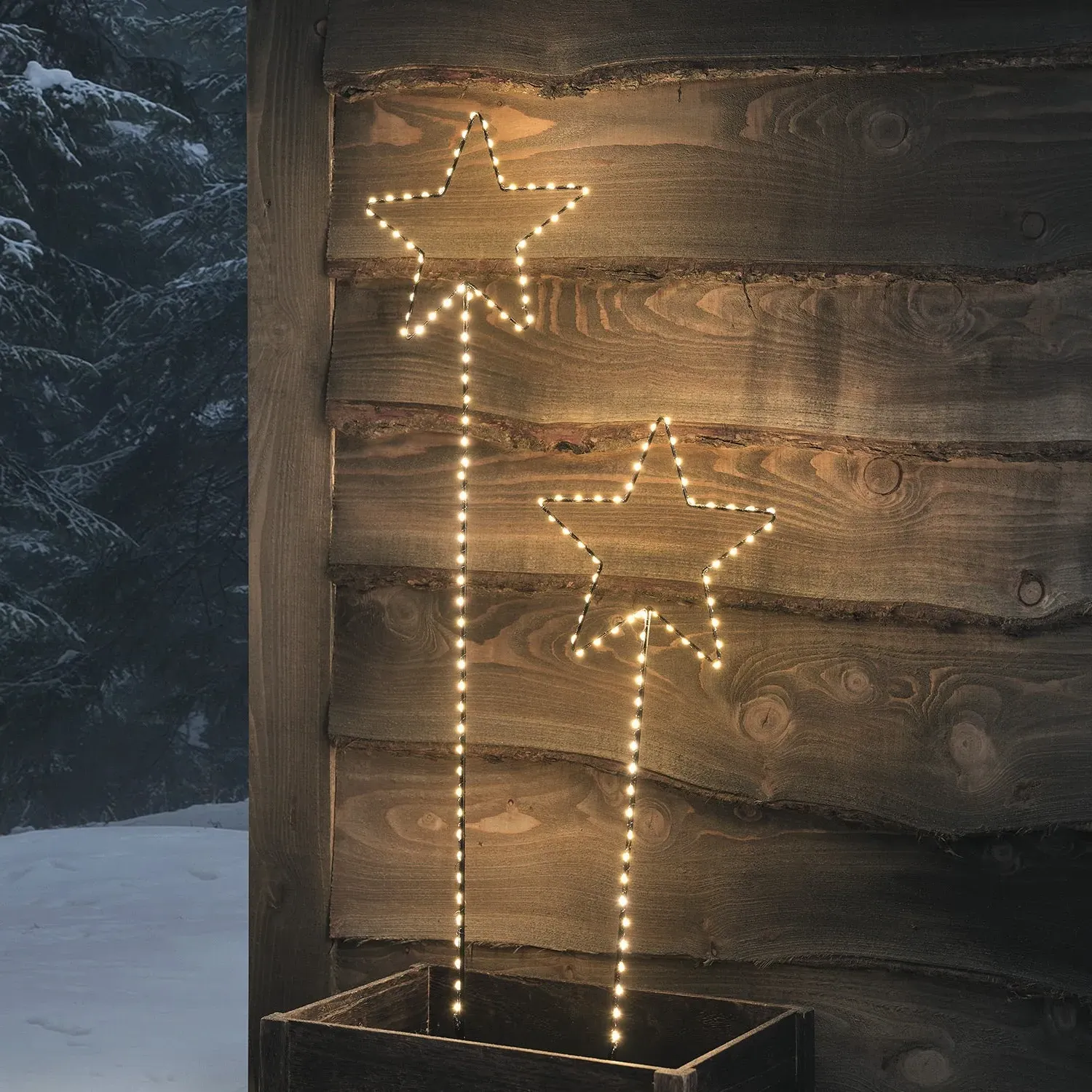 Set of 2 Star Stake Lights - Warm White, LED image