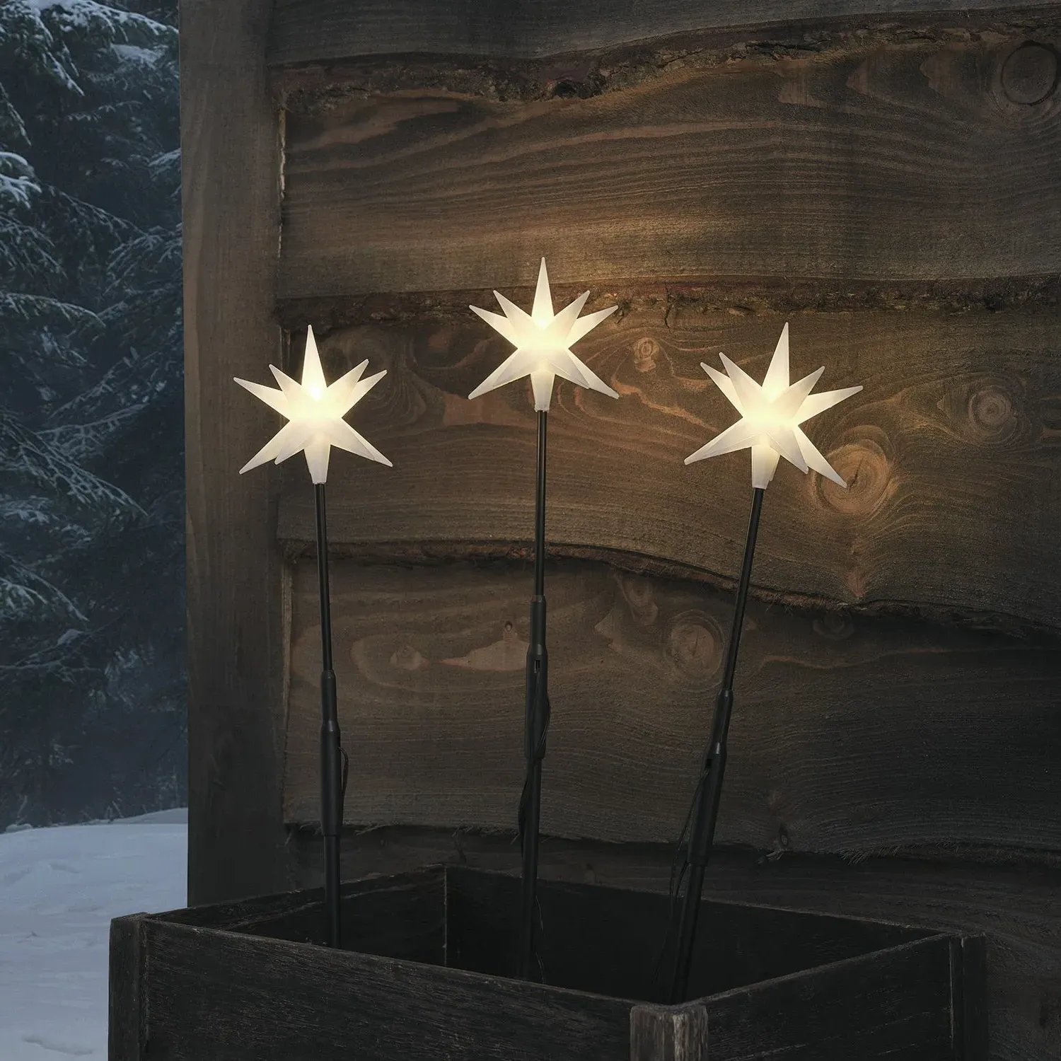 Set of 3 LED Starburst Stake Lights - Warm White