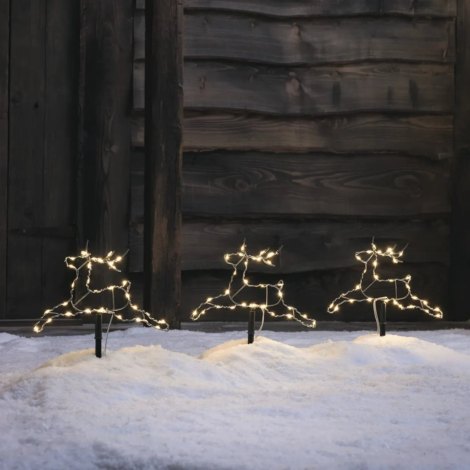 Set of 3 Mini Reindeer LED Stake Lights - Warm White image