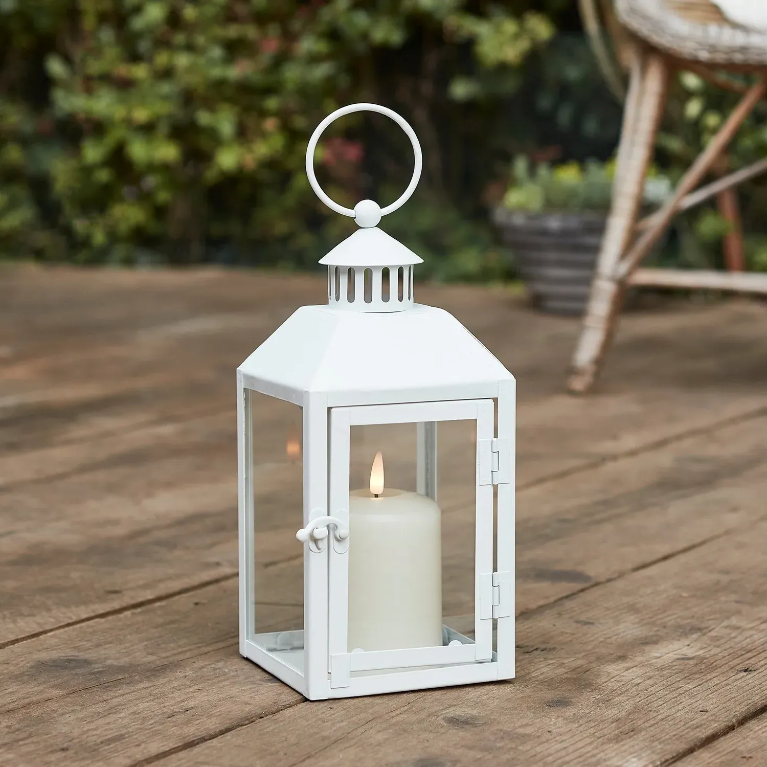 Small Garden Lantern - White, Metal image
