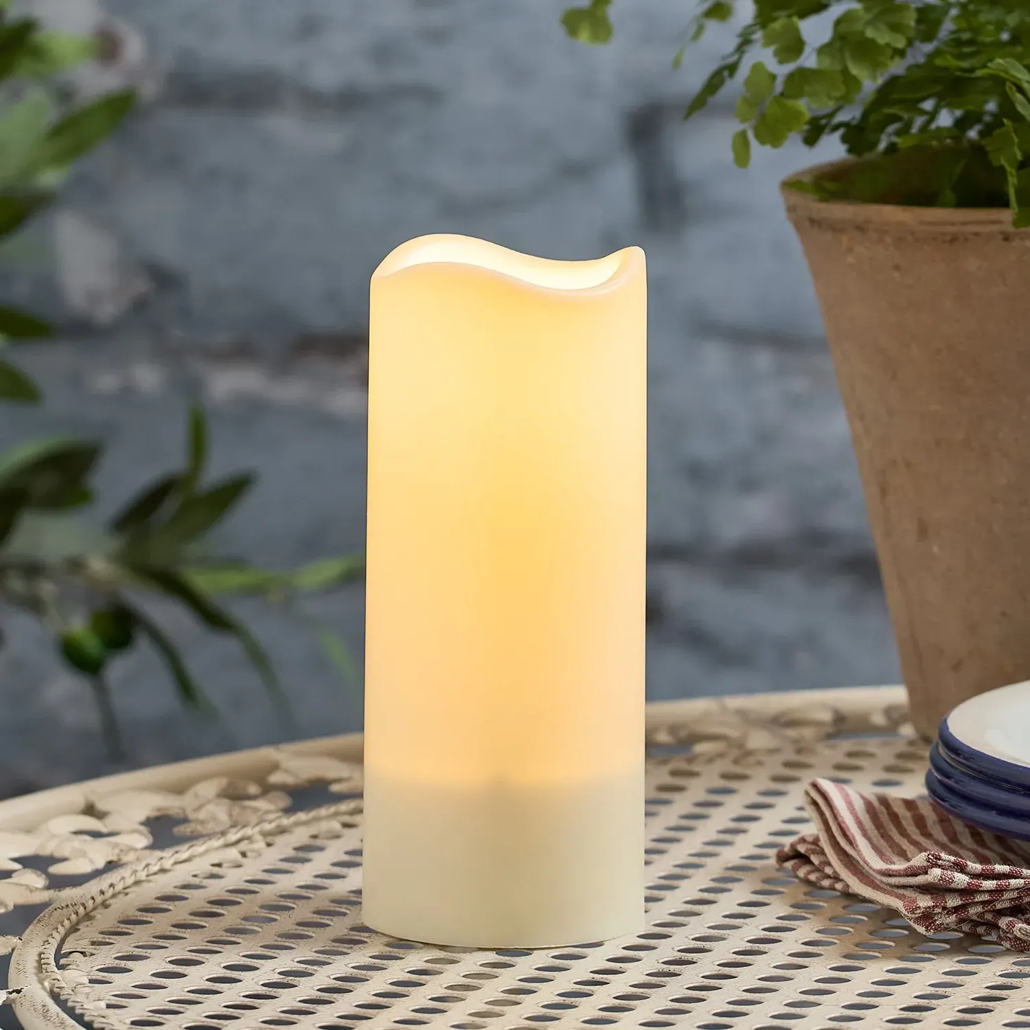 Solar Pillar Candle with LED - Warm White image