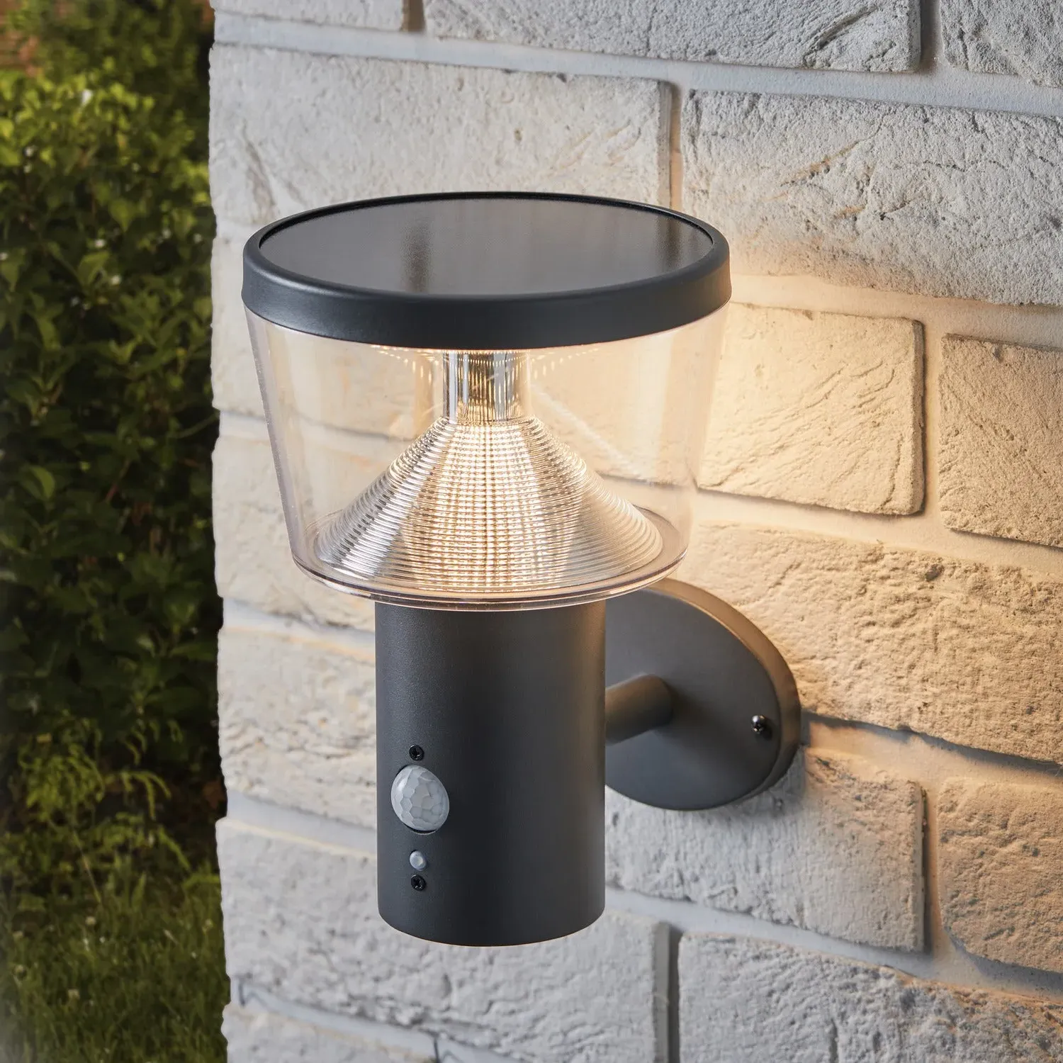 Solar Wall Light with Motion Sensor - Black Steel image