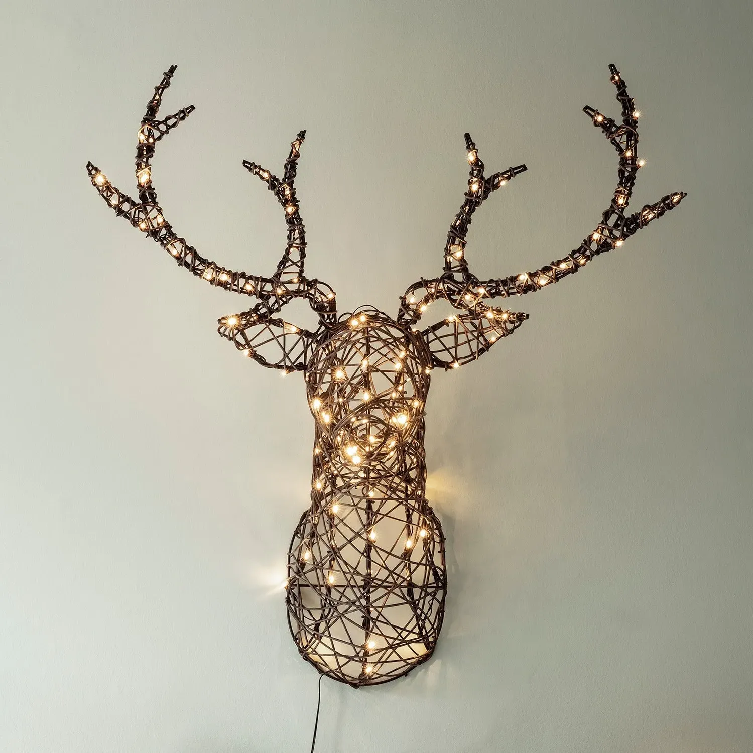 Stag Head LED Wall Light - Warm White, Rattan image