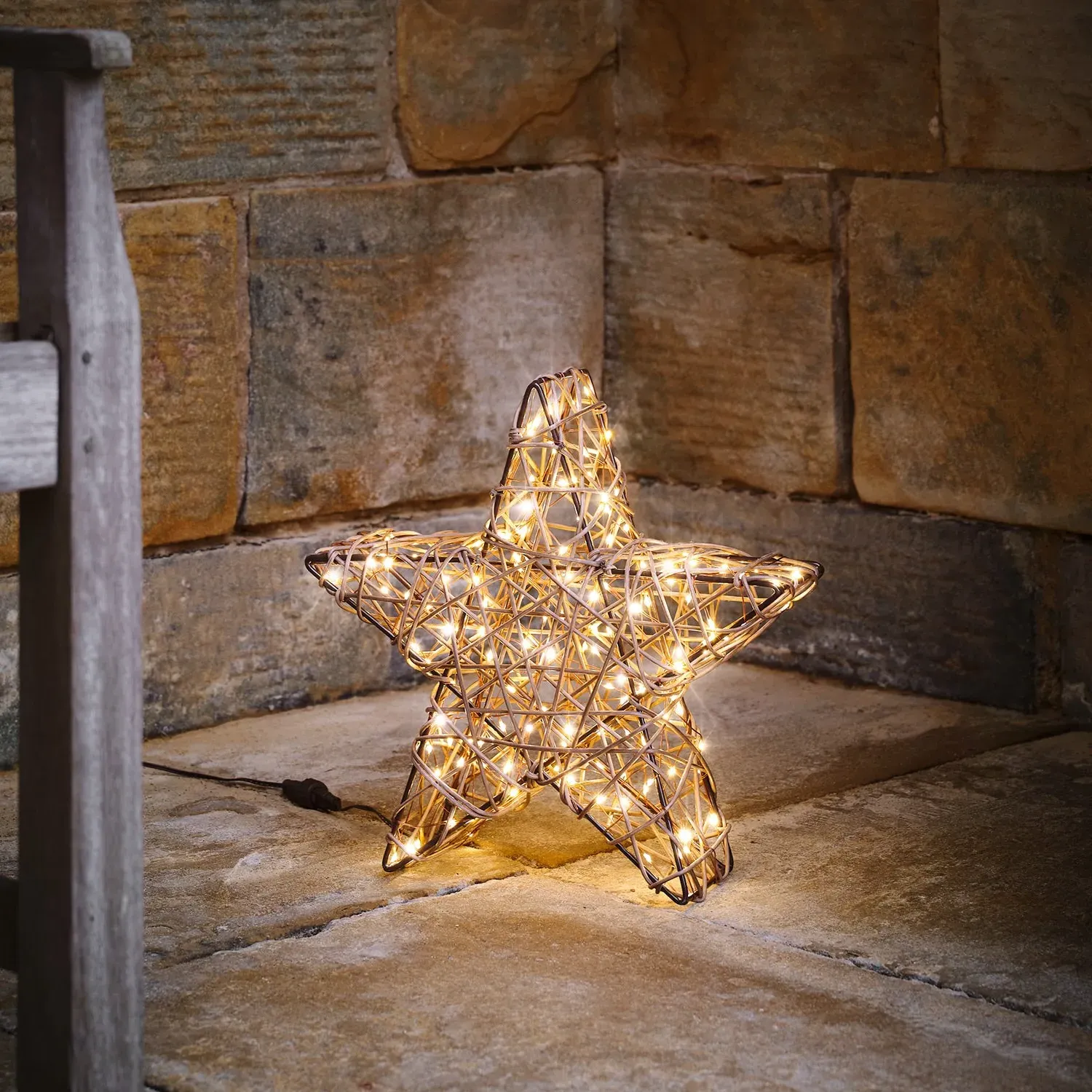 Star Christmas Decoration - Brown, Rattan image
