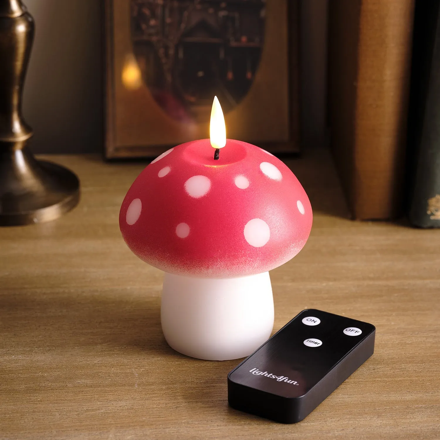Toadstool LED Candle with Remote - Warm White, Wax