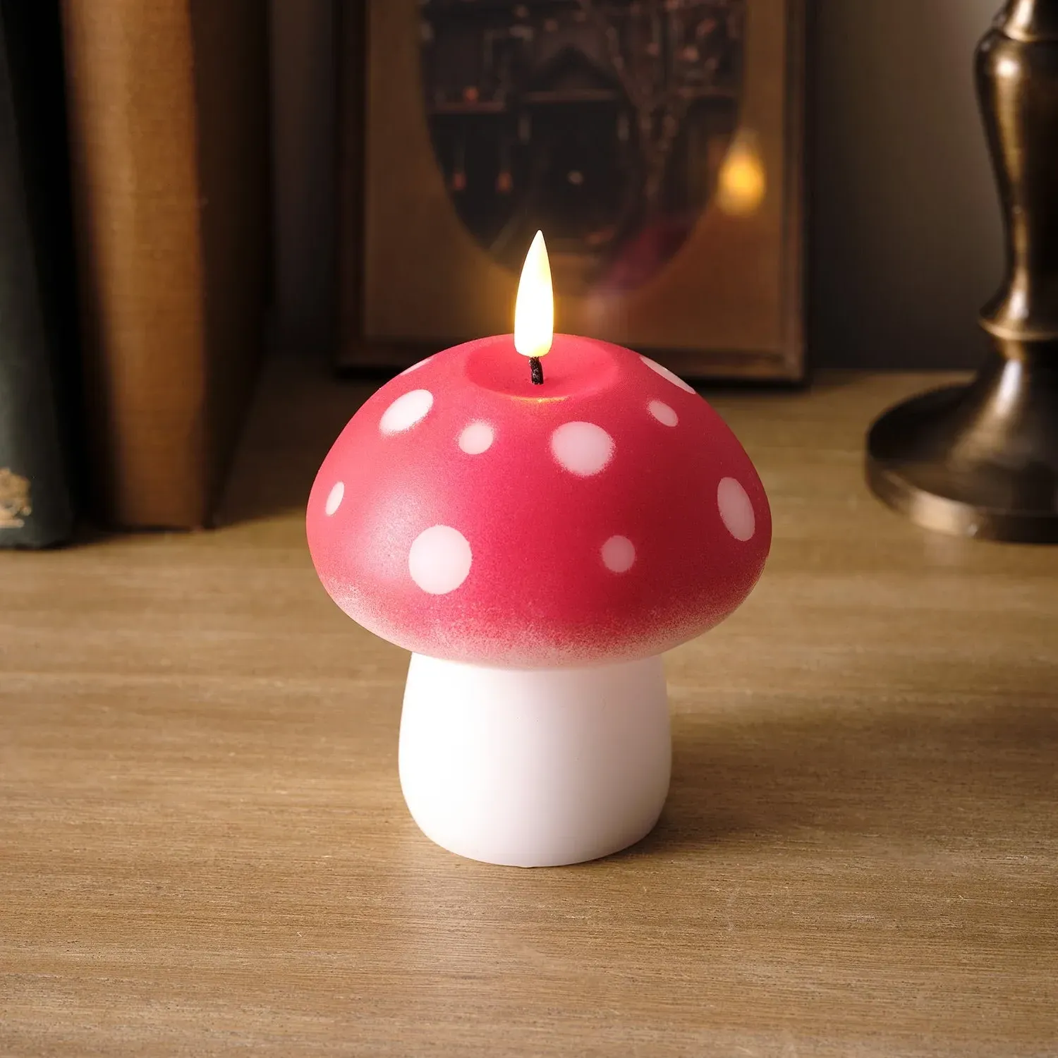 Toadstool LED Candle with Remote - Warm White, Wax image