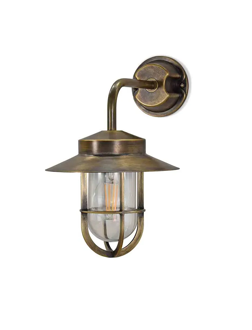 Wall Light Storm Lamp Design - Antique Brass