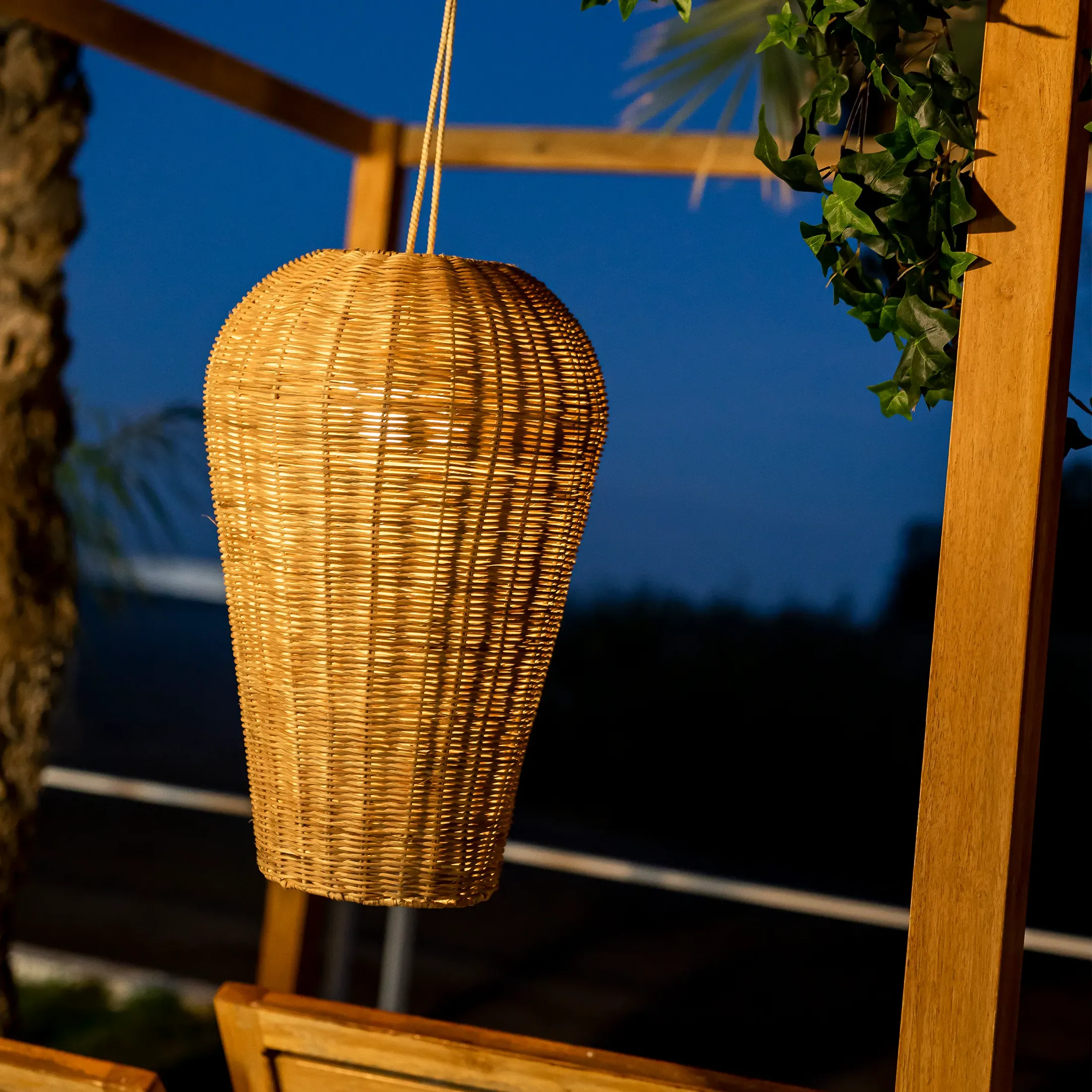 Wireless Pendant Lamp with Remote - Natural Fiber image