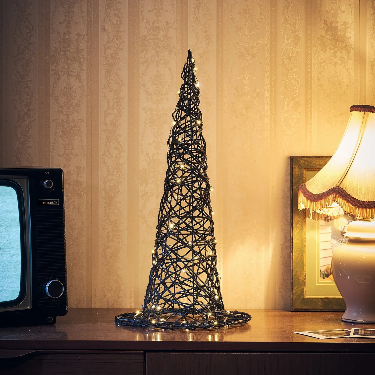 Witches Hat Light Figure - Black, Rattan image
