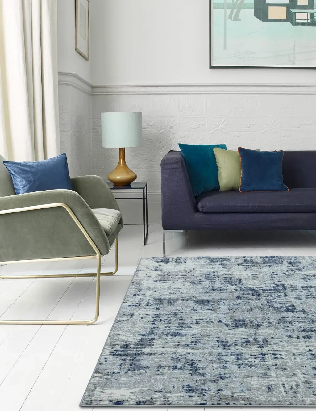 Abstract Rug with Metallic Accents - Blue image