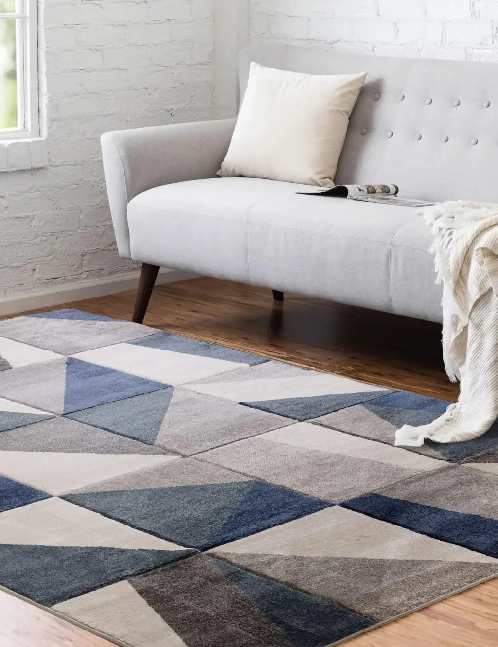Large Carved Triangles Rug - Denim Mix image