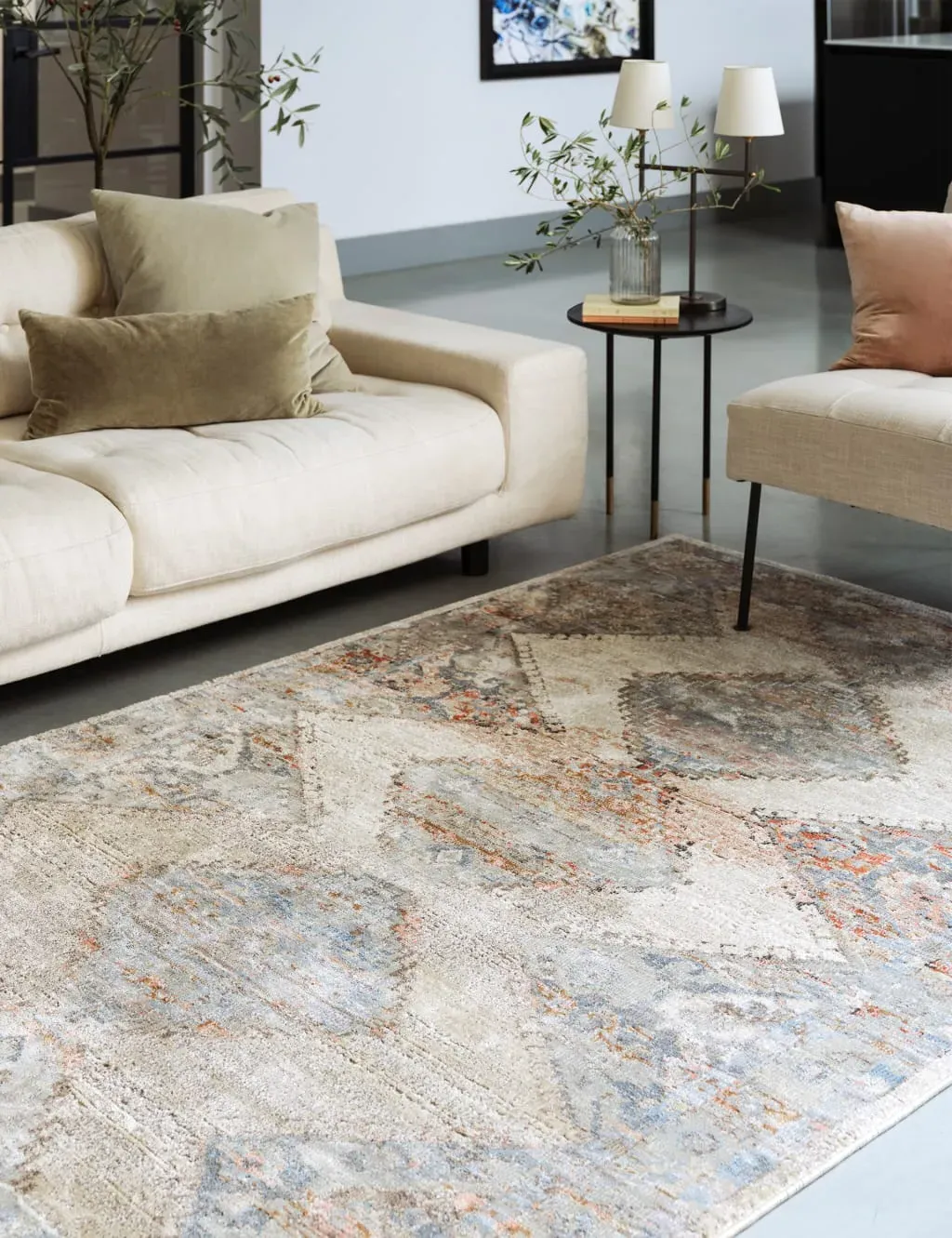 Large Rectangular Rug - Beige Mix image