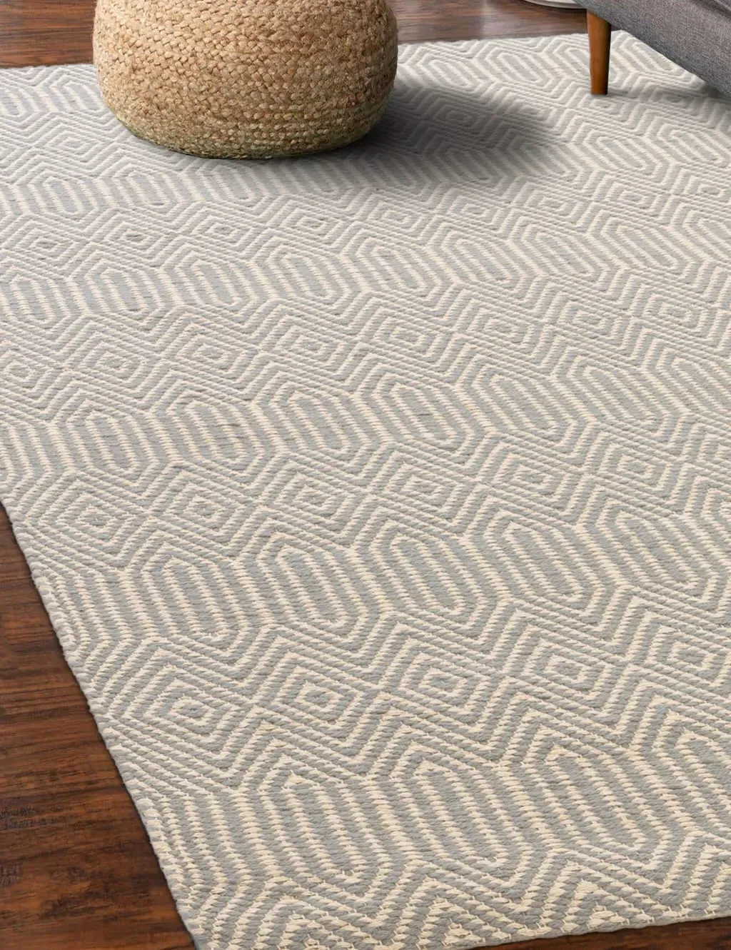 Rectangular Rug Geo Diamond - Light Blue, Cotton image