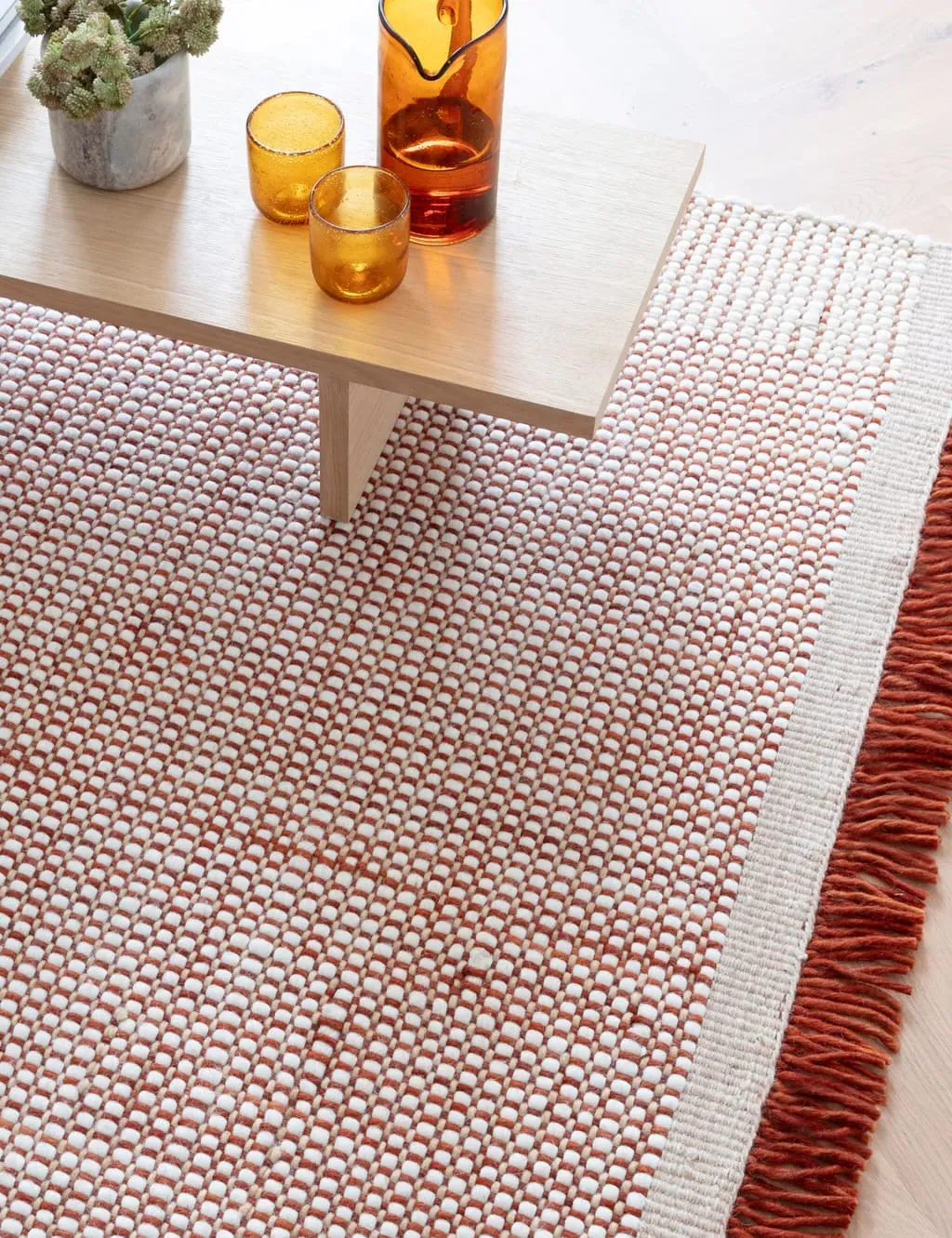 Rectangular Rug with Fringe - Green, Woven image