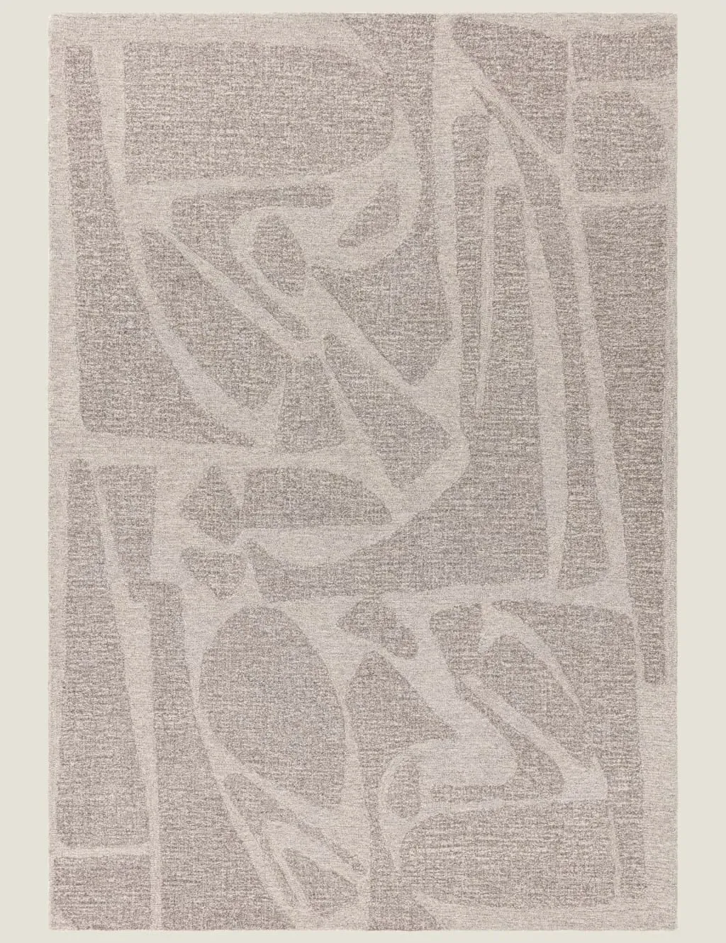Rectangular Rug with Tufted Edges - Cream, Wool